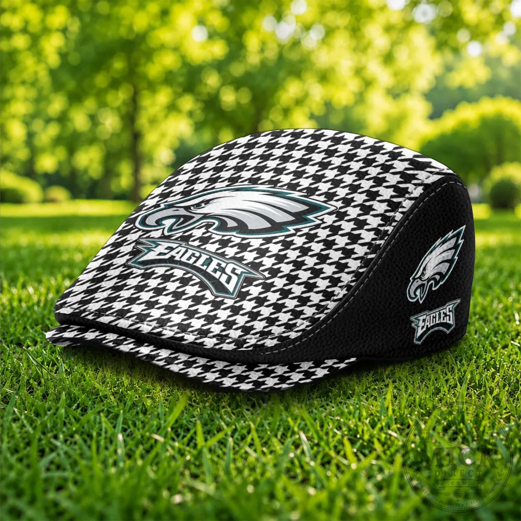 Philadelphia Eagles Houndstooth Pattern Flat Cap Hat Philadelphia Eagles Houndstooth Pattern Flat Cap Hat