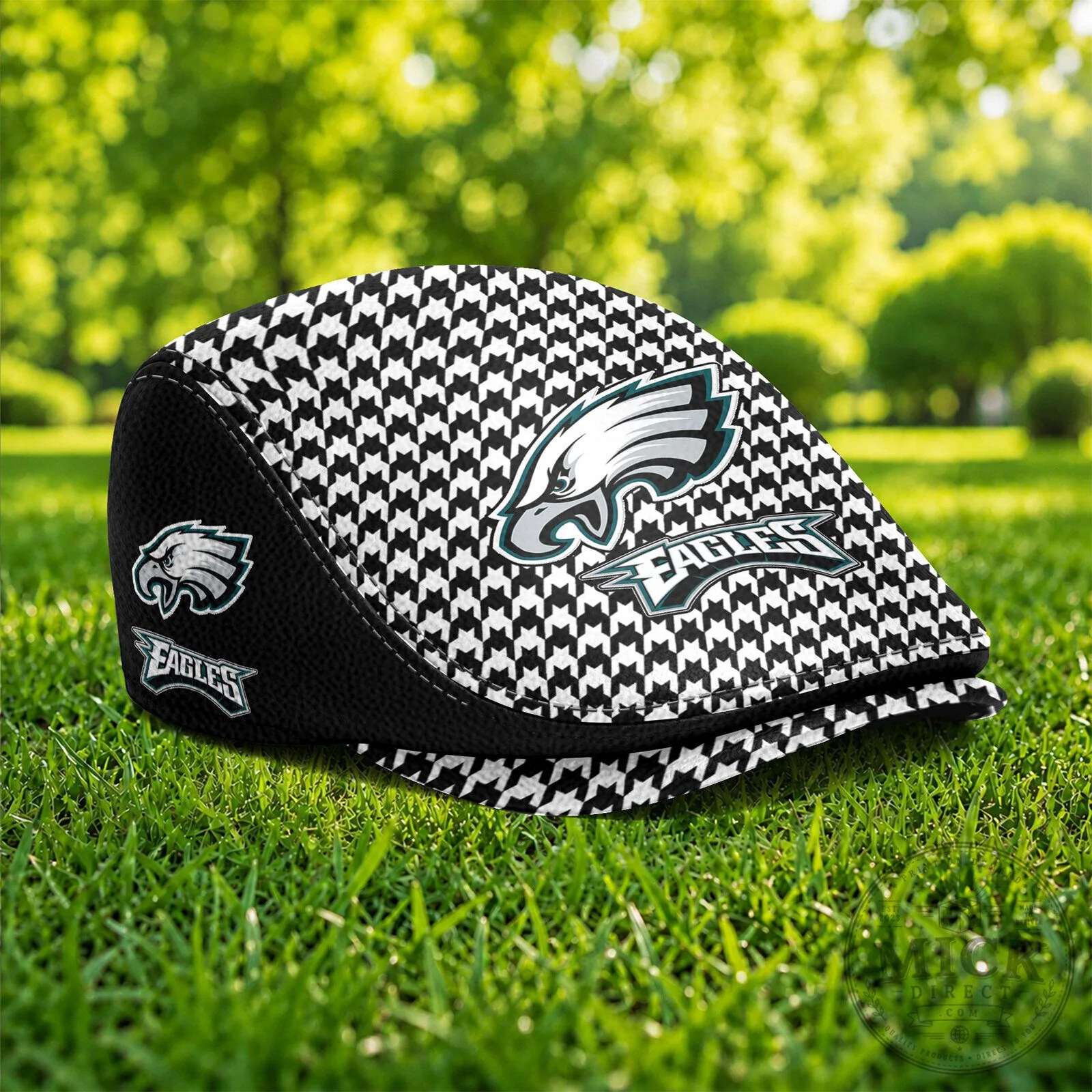 Philadelphia Eagles Houndstooth Pattern Flat Cap Hat 9 Philadelphia Eagles Houndstooth Pattern Flat Cap Hat