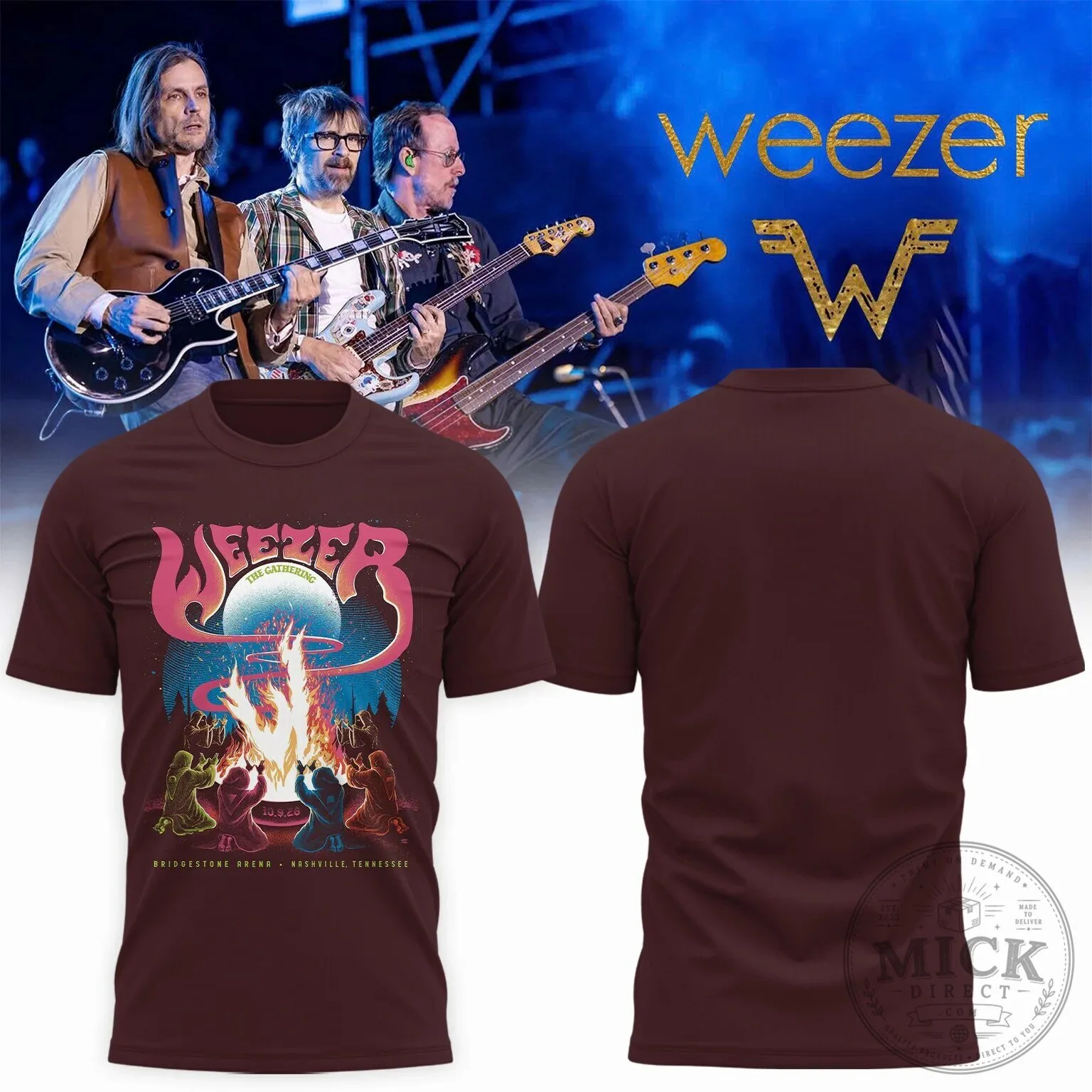 Weezer The Gathering World Wide Tour Band Concert Graphic T-Shirt