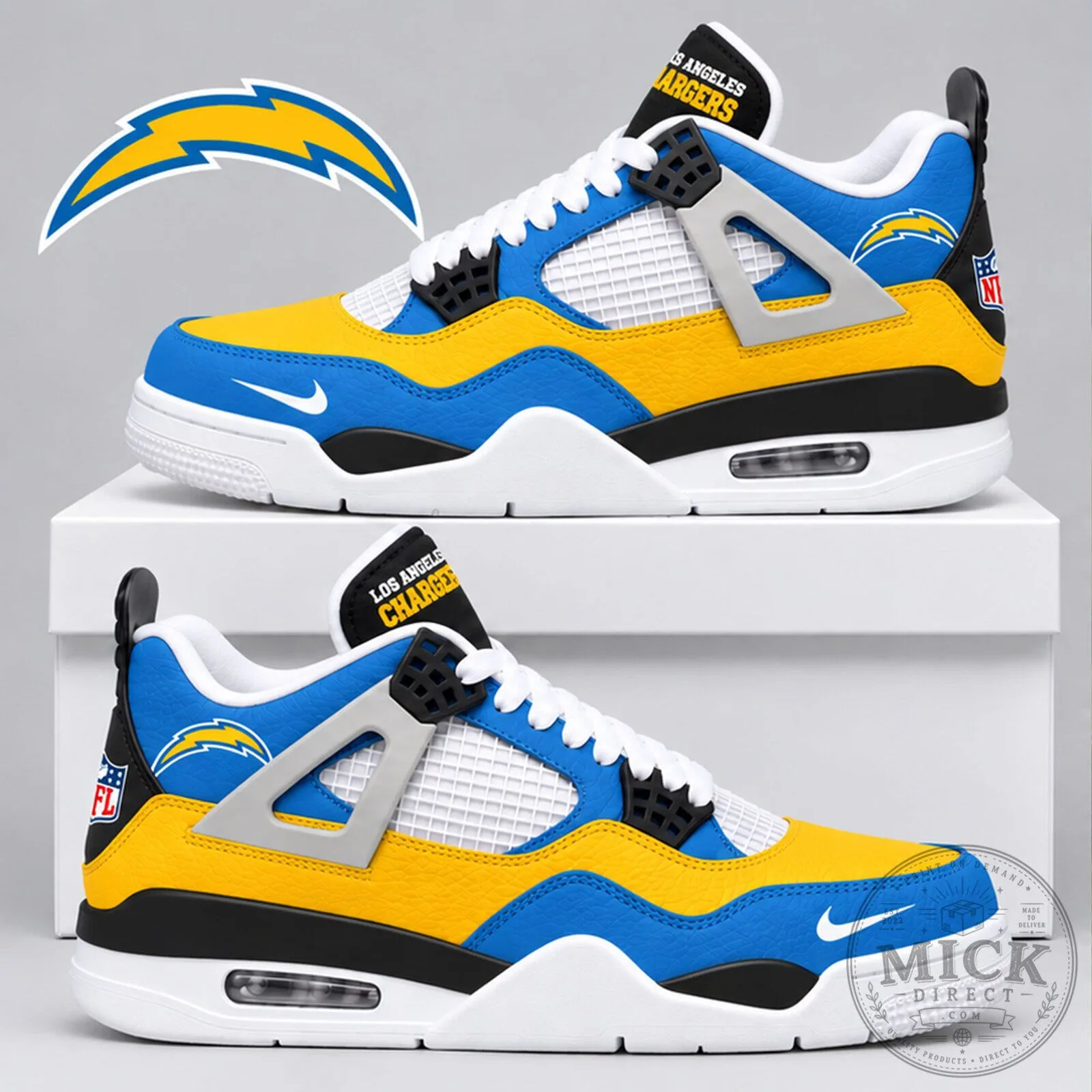 Los Angeles Chargers National Football League Team Air Jordan 4 Sneakers