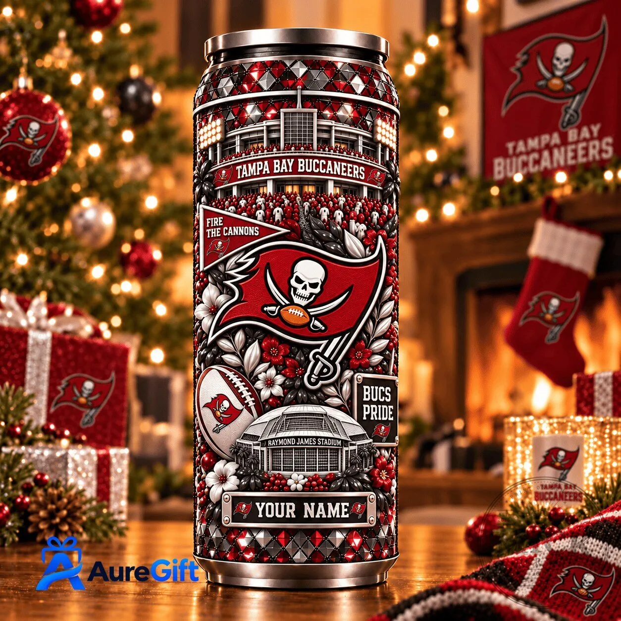 Tampa Bay Buccaneers NFL Football Team Personalized Stainless Steel Tumbler