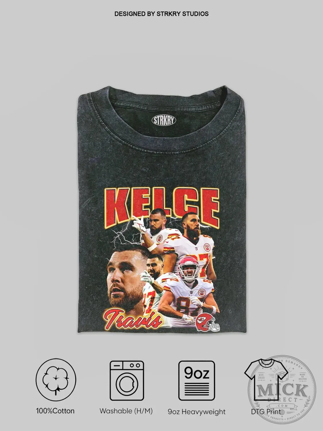Vintage Style T-Shirt Featuring Travis Kelce of the Kansas City Chiefs Football Team