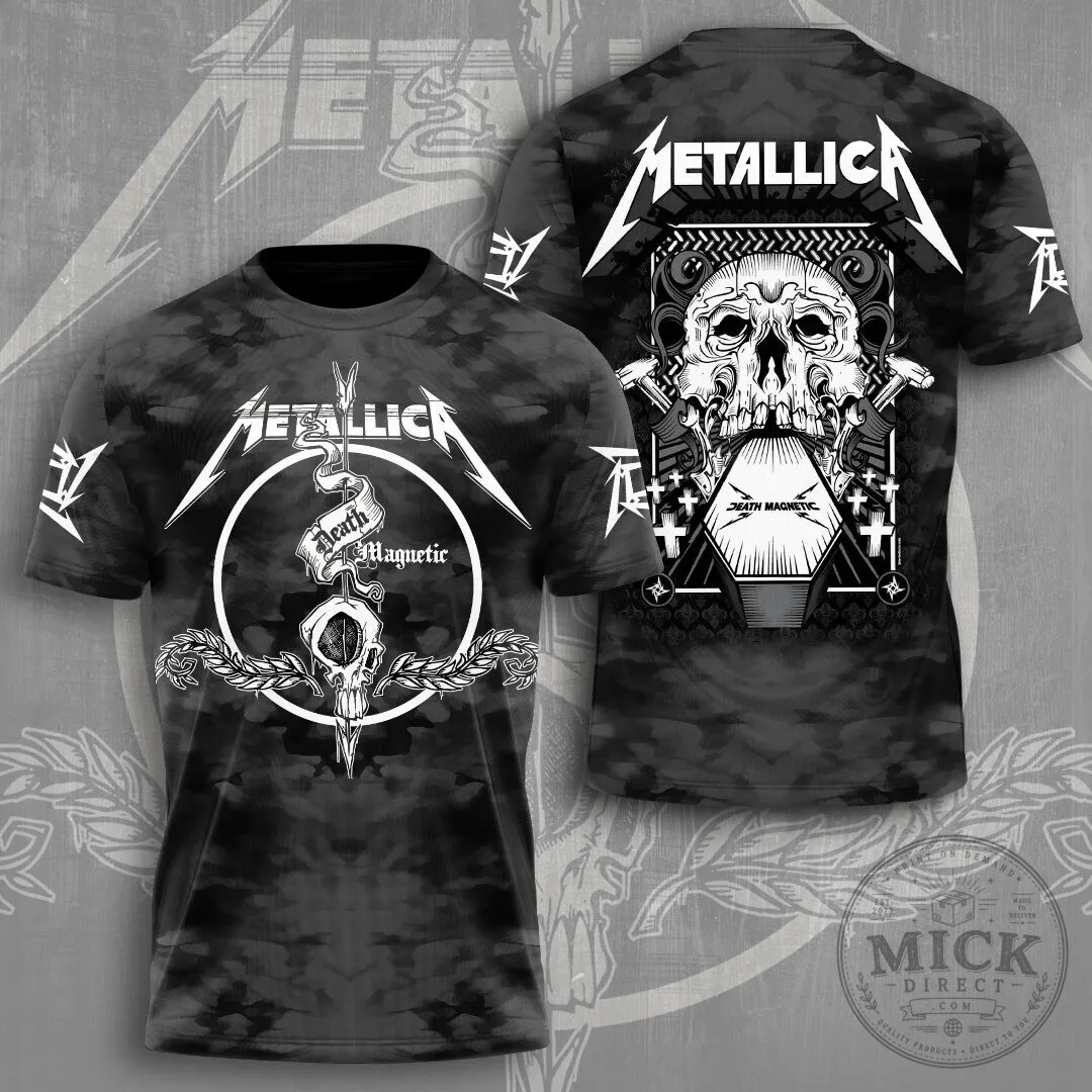 Metallica Death Magnetic Album Art Skull Graphic Band T-Shirt