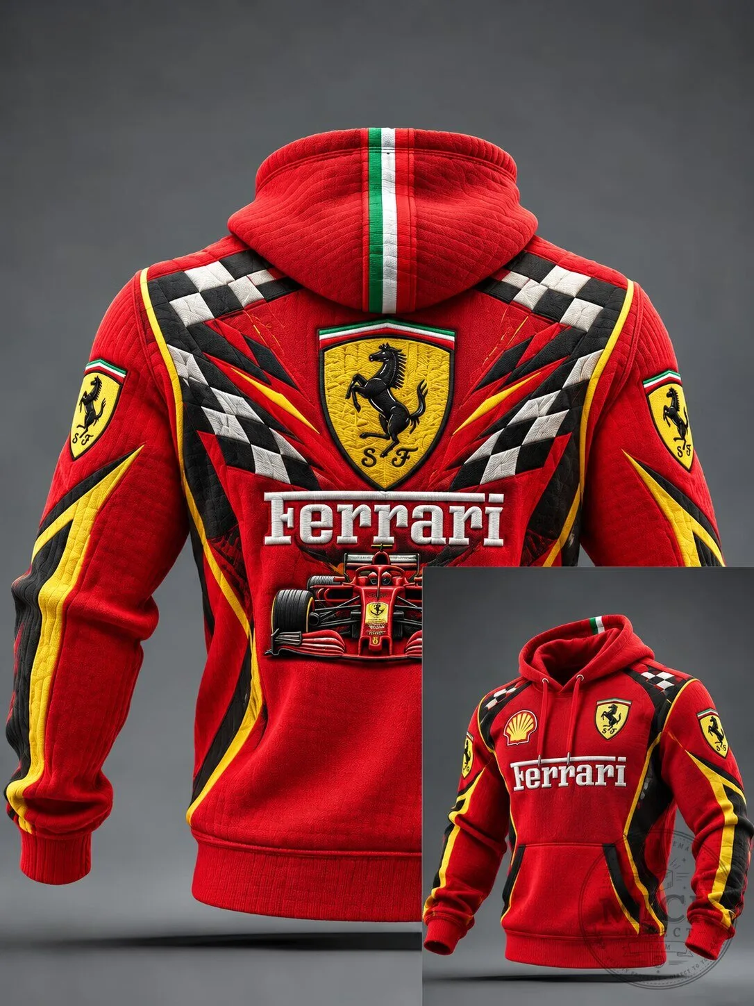 Ferrari Formula One Racing Team Red and Black Hoodie