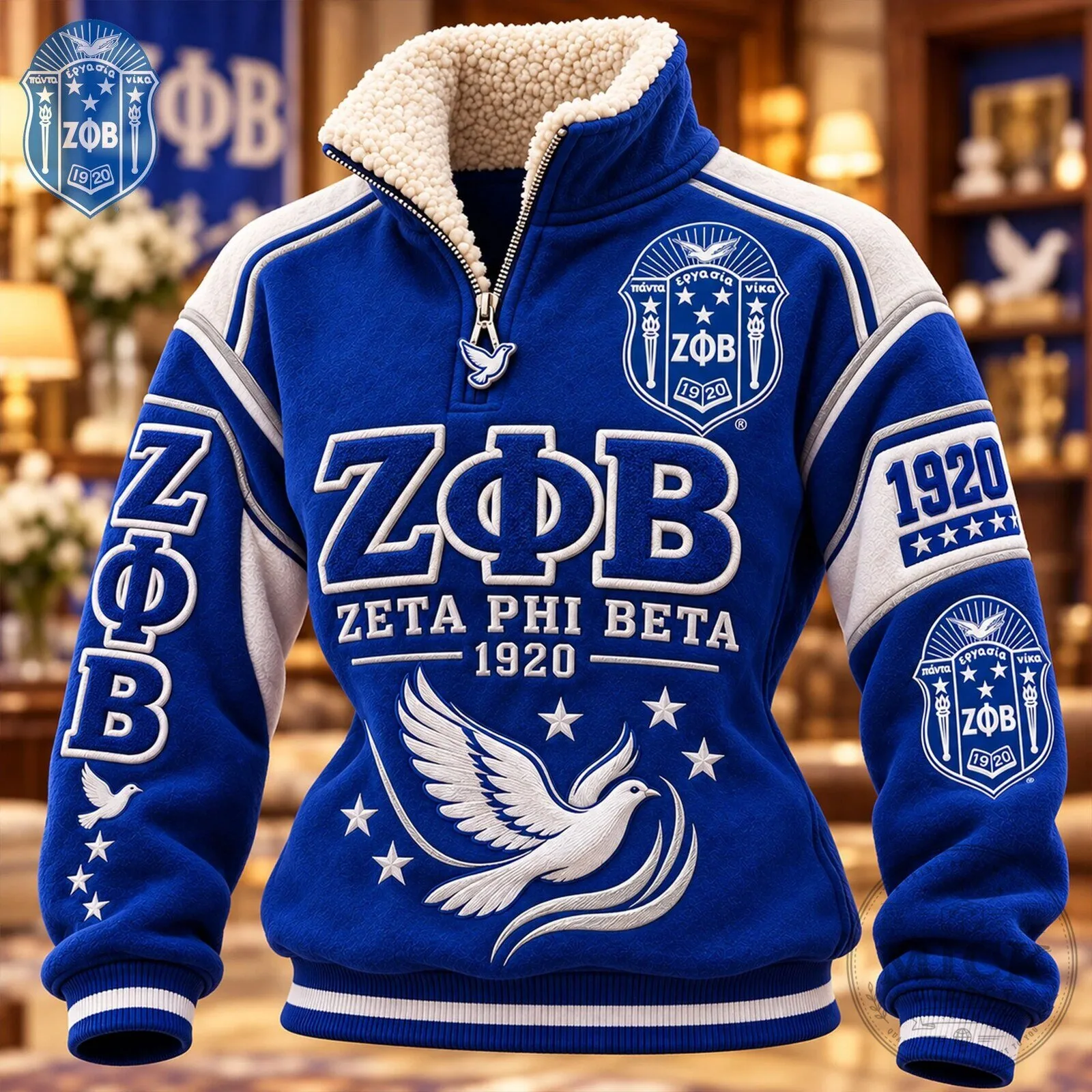 Zeta Phi Beta 1920 Sherpa Collar Pullover Jacket
