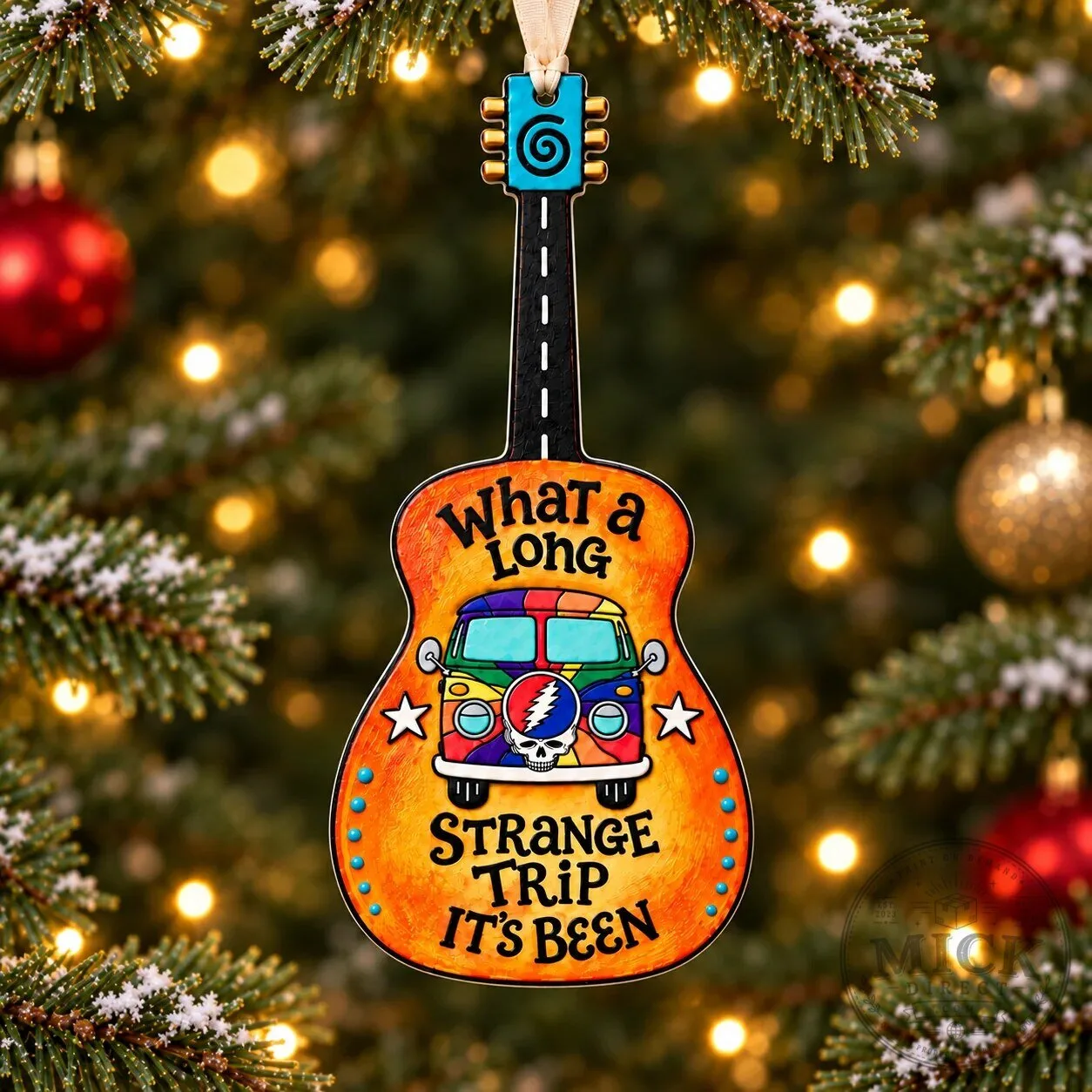 Grateful Dead What A Long Strange Trip It's Been Guitar Christmas Ornament