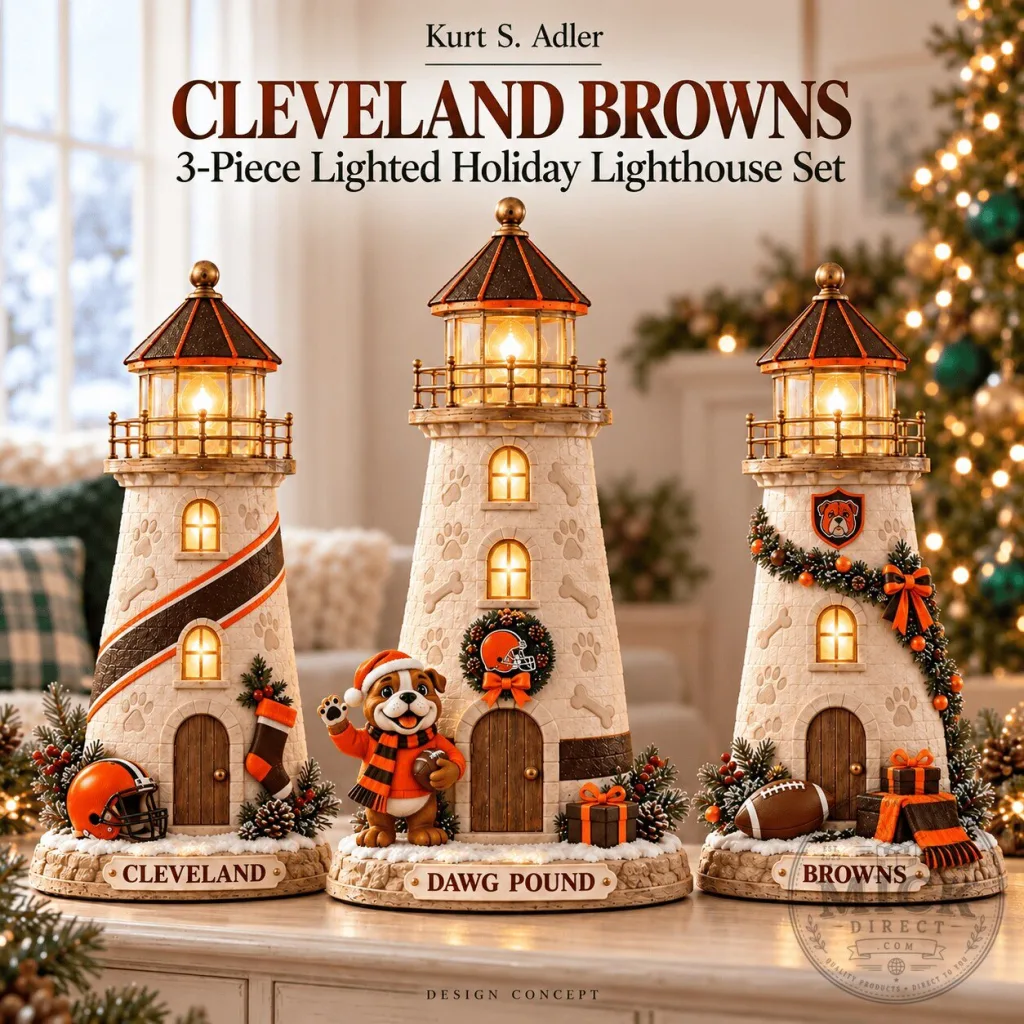 Cleveland Browns Lighted Holiday Lighthouse Set - 3 Piece Christmas Decor Cleveland Browns Lighted Holiday Lighthouse Set - 3 Piece Christmas Decor