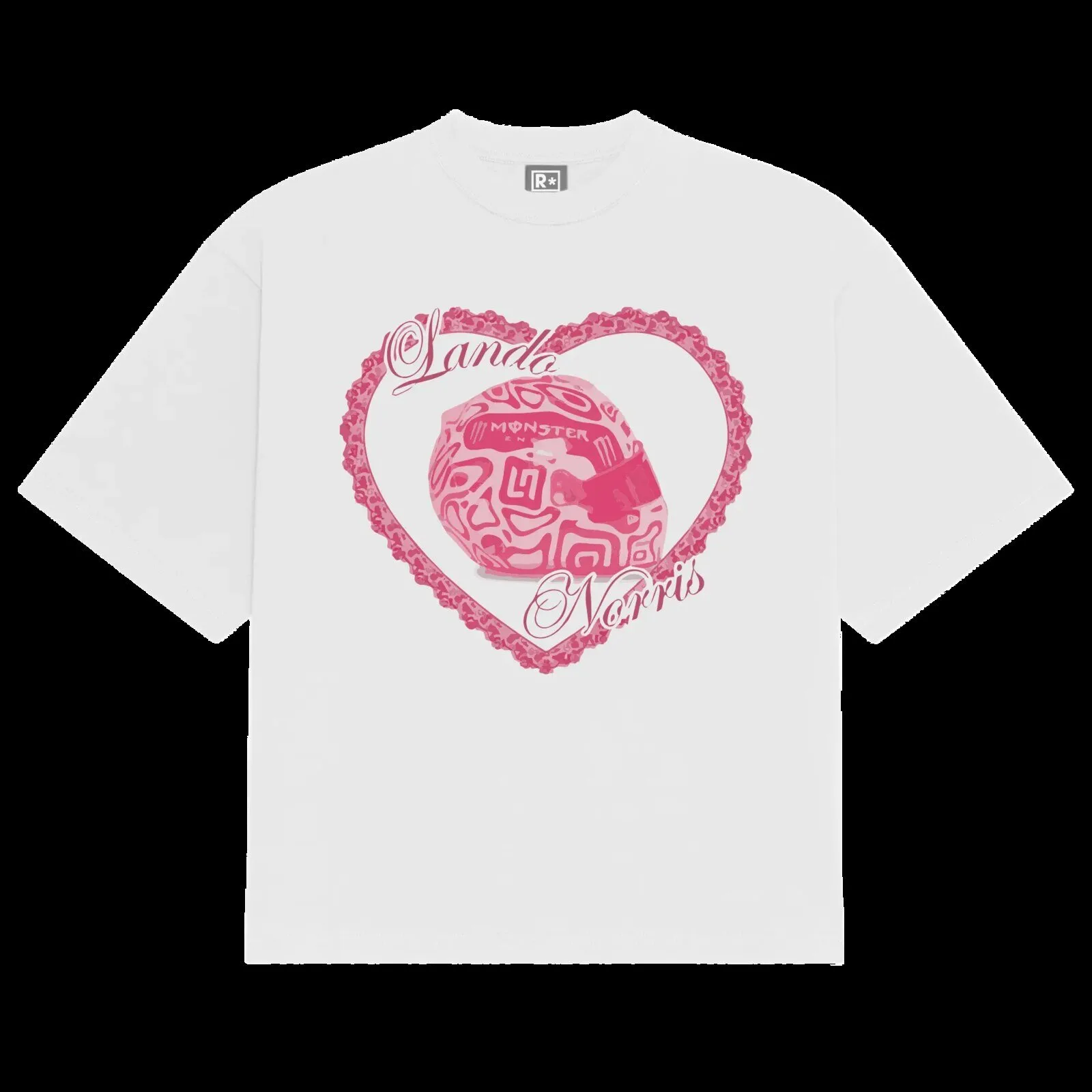 Lando Norris Formula One Racing Helmet Heart Graphic White T-Shirt