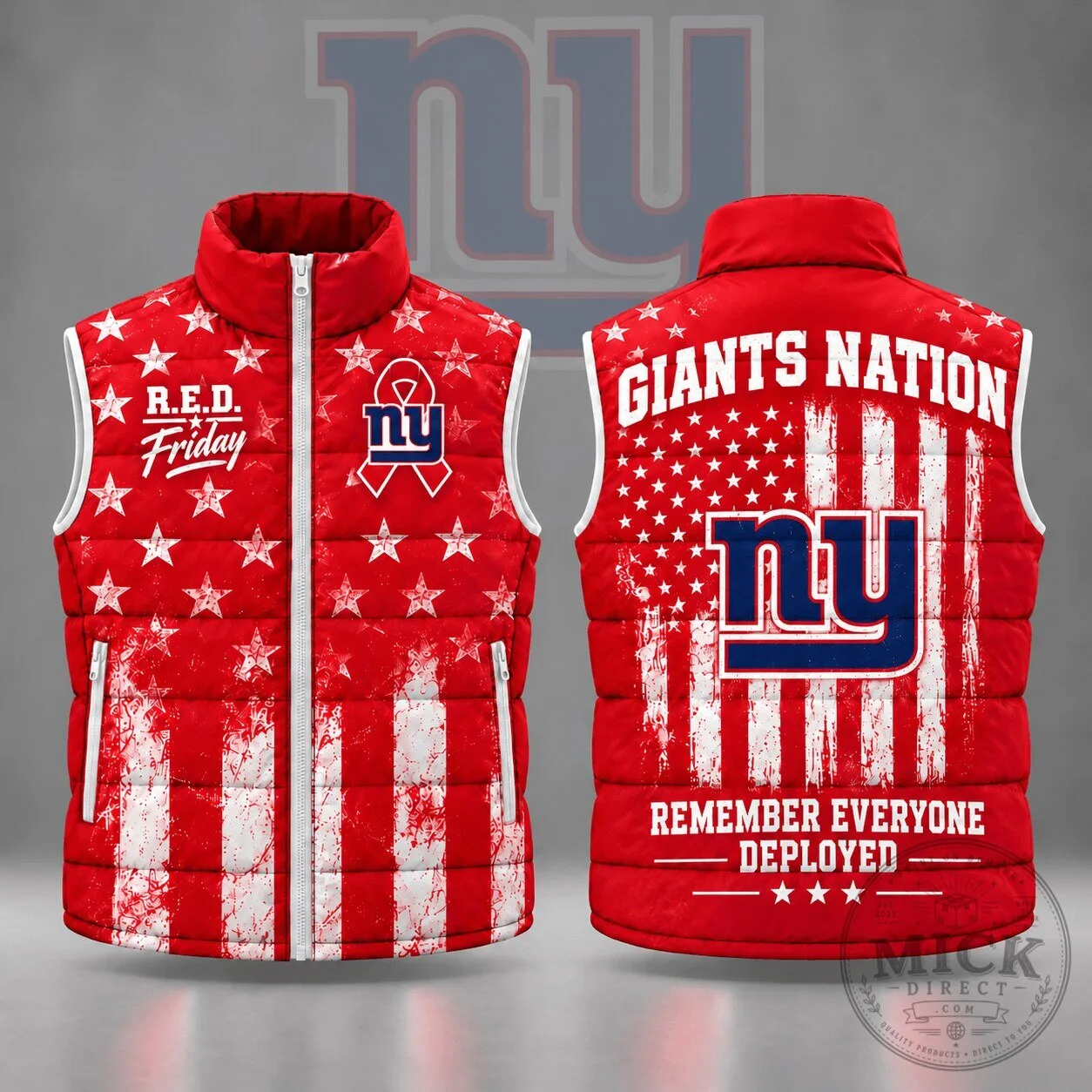 New York Giants Remember Everyone Deployed R.E.D. Friday Puffer Vest