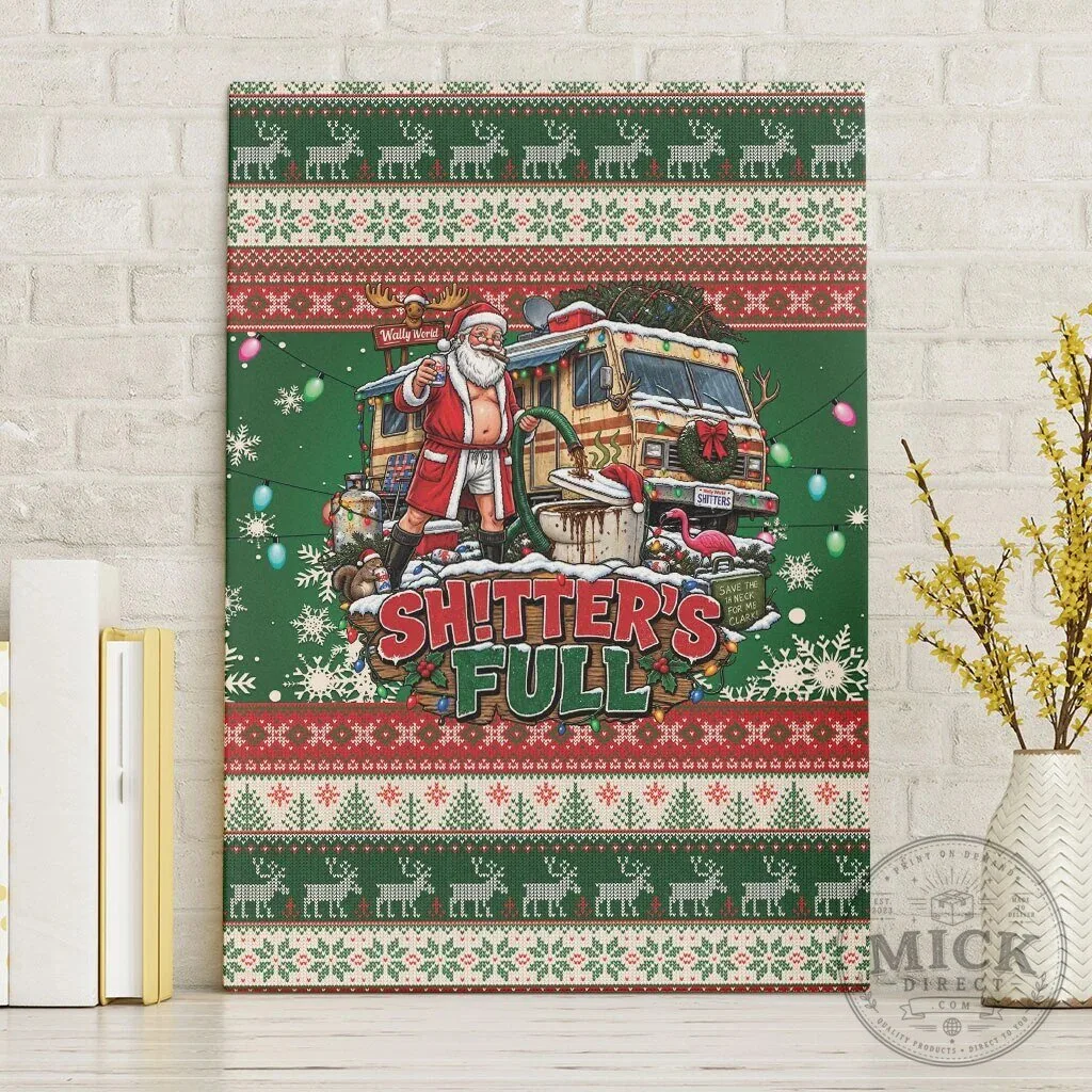 Christmas Vacation Shitter's Full Ugly Sweater Style Canvas Wall Art