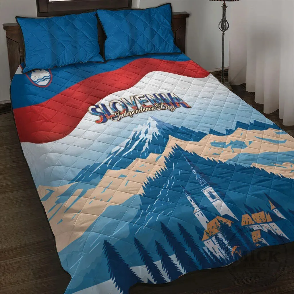 Slovenia Independence Day Lake Bled Julian Alps Landscape Quilted Bedding Set