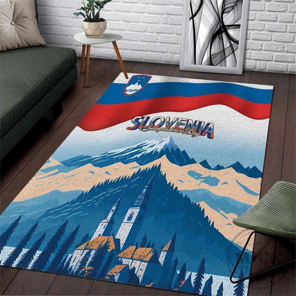 Slovenia Independence Day Lake Bled Julian Alps Landscape Area Rug