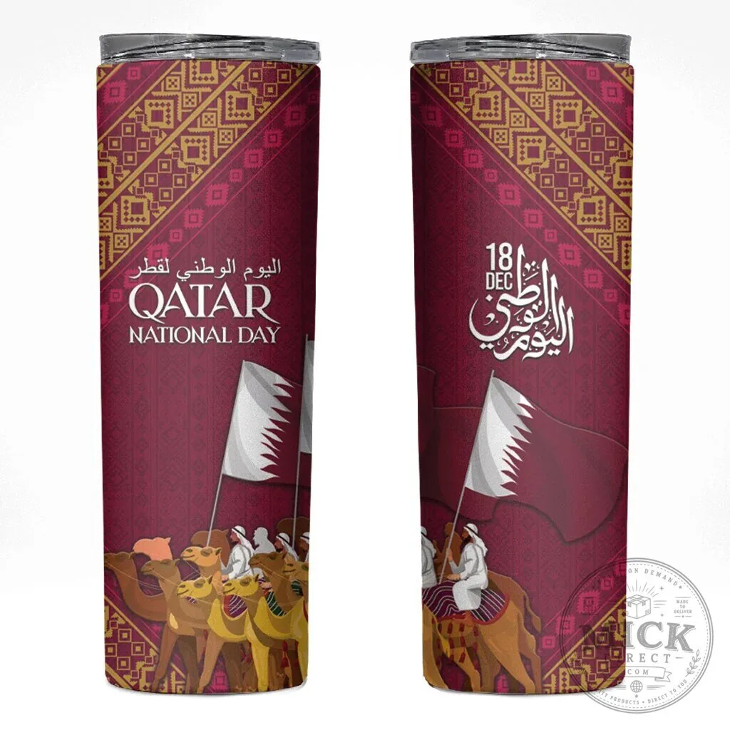 Qatar National Day Skinny Tumbler Arabian Peninsula Camel Parade