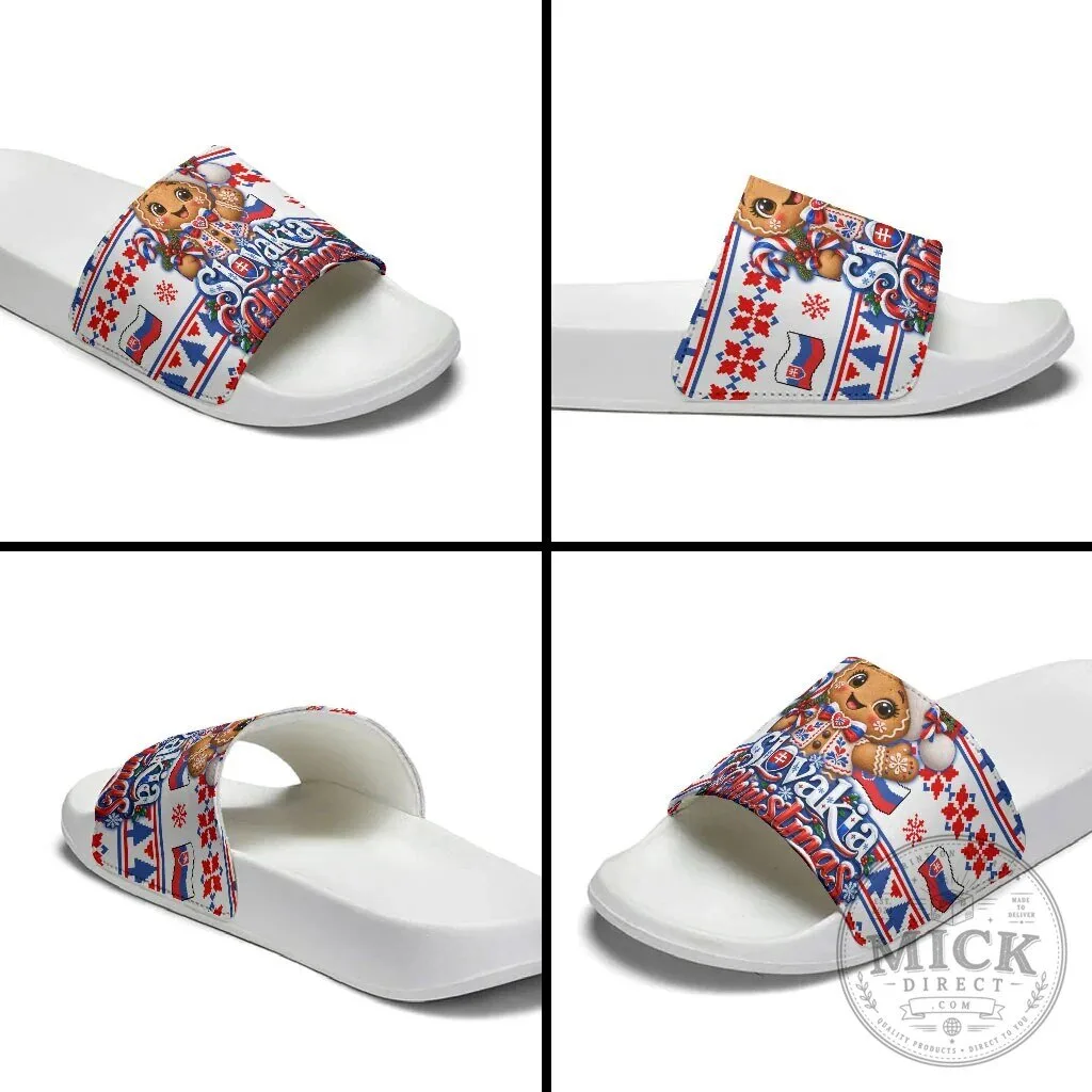 Slovakia Christmas Gingerbread Man Candy Cane Fair Isle Slide Sandals 13 Slovakia Christmas Gingerbread Man Candy Cane Fair Isle Slide Sandals