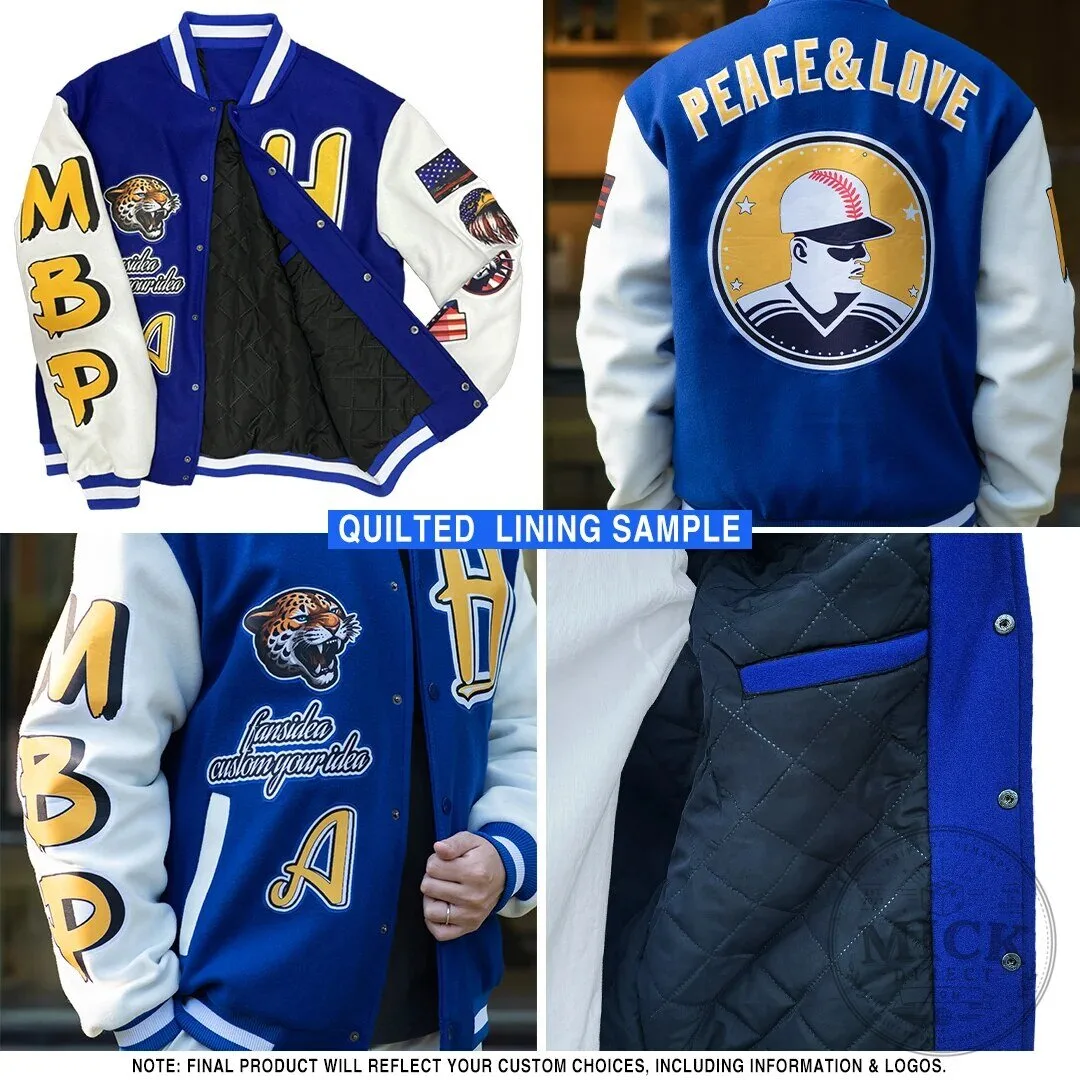 Custom Florida Orange Blossom Cream Gold Navy Varsity Letterman Jacket 10 Custom Florida Orange Blossom Cream Gold Navy Varsity Letterman Jacket