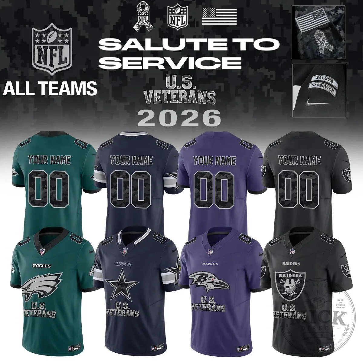 NFL Salute To Service United States Veterans 2026 Football Jersey