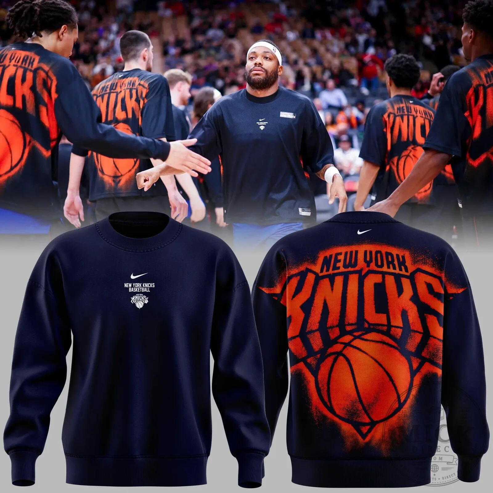 New York Knicks Basketball Team Logo Spray Paint Design Crewneck Sweatshirt 1 New York Knicks Basketball Team Logo Spray Paint Design Crewneck Sweatshirt
