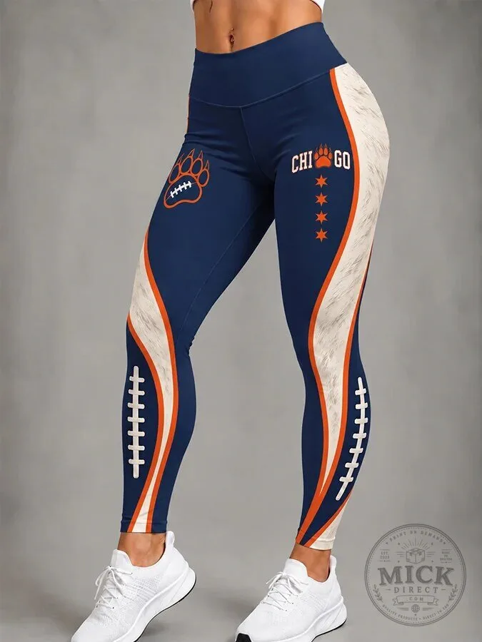 Chicago Bears Football Team Fan Art Women's High Waisted Leggings 1 Chicago Bears Football Team Fan Art Women