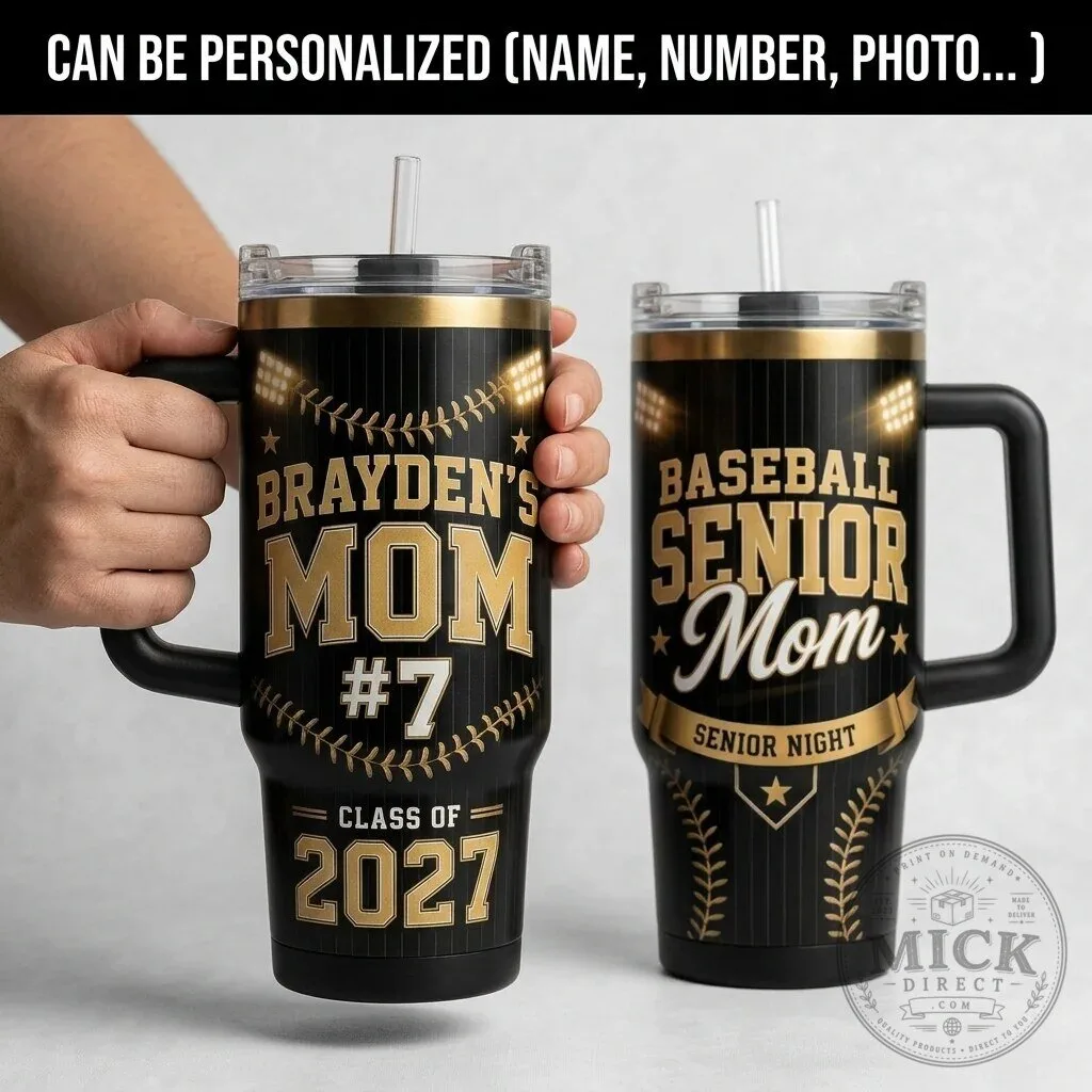 Baseball Senior Mom Personalized 40oz Tumbler with Handle and Straw 3 Baseball Senior Mom Personalized 40oz Tumbler with Handle and Straw