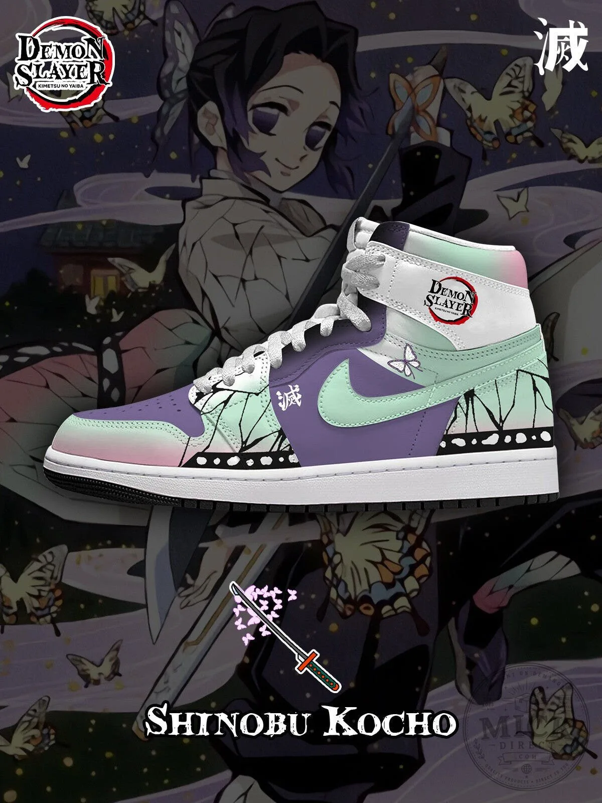 Demon Slayer Shinobu Kocho Anime Character High-Top Sneakers Shoes