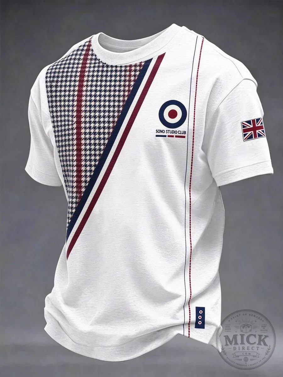 British Mod Style Houndstooth Patterned Sono Studio Club Short Sleeve T-Shirt 3 British Mod Style Houndstooth Patterned Sono Studio Club Short Sleeve T-Shirt