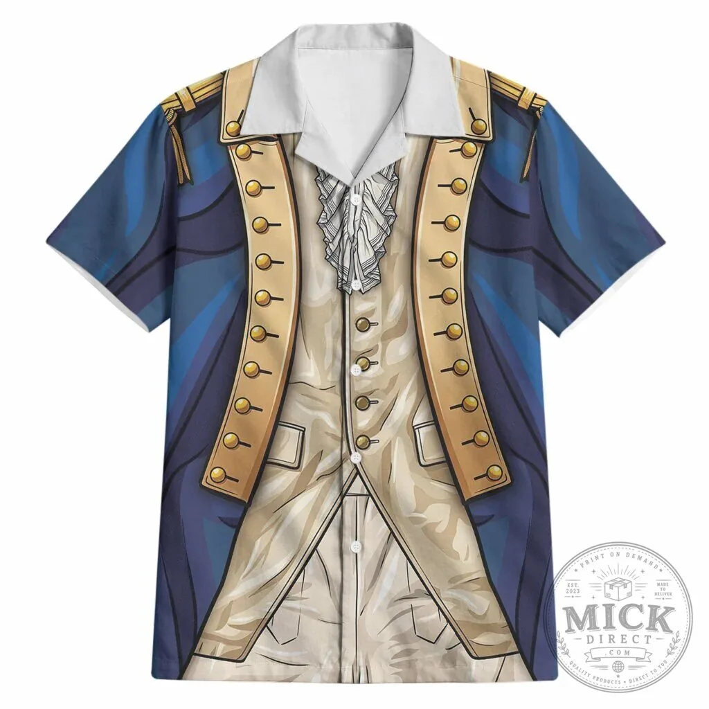 George Washington Continental Army Colonial Officer Costume Hawaiian Shirt