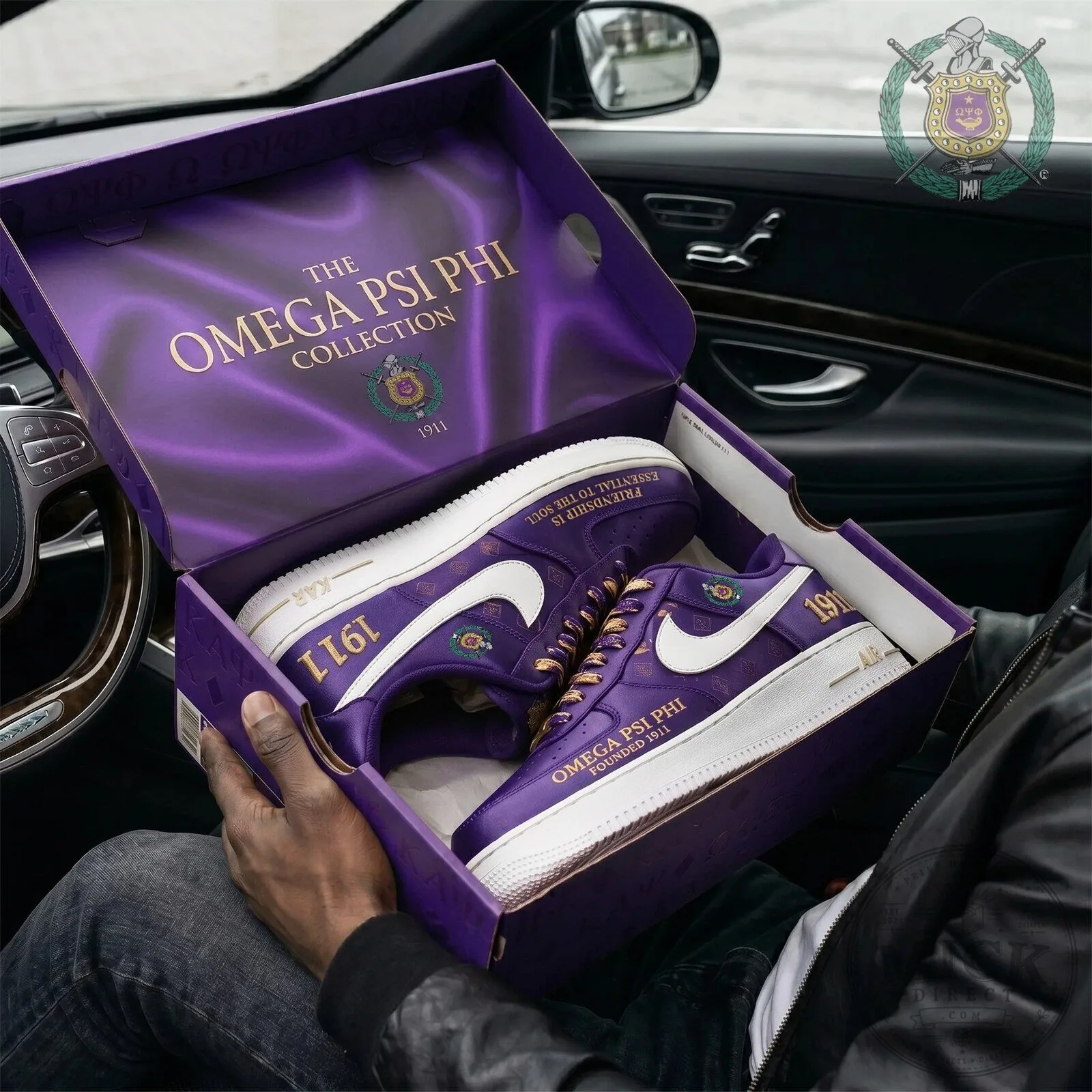 Omega Psi Phi Fraternity Air Force 1 Sneakers Custom Purple and White Shoes