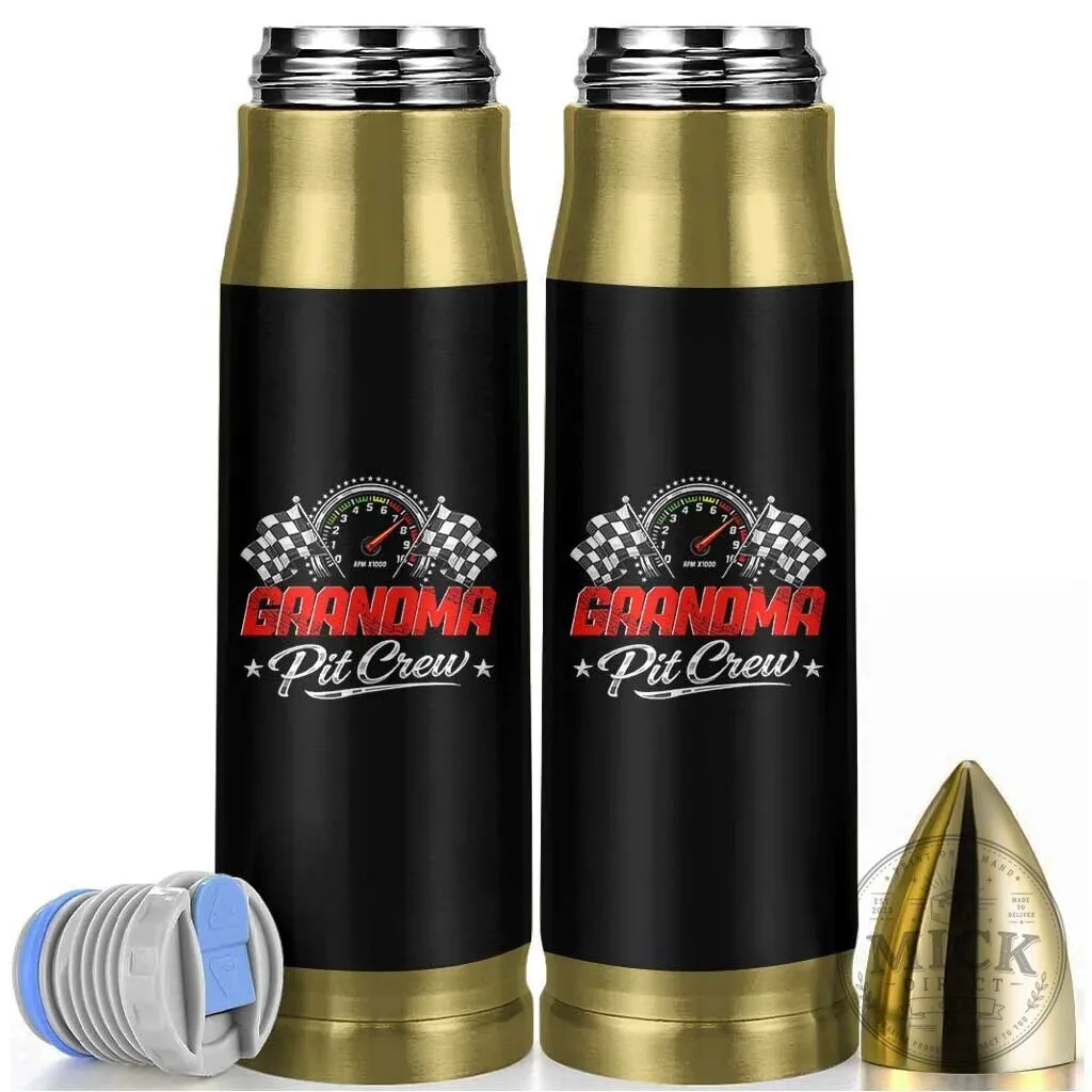 Grandma Pit Crew Racing Flag Bullet Style Insulated Stainless Steel Tumbler 2 Grandma Pit Crew Racing Flag Bullet Style Insulated Stainless Steel Tumbler