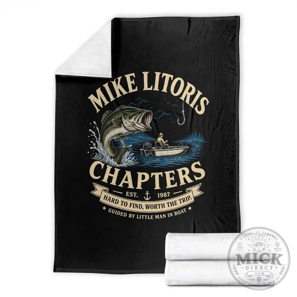 Mike Litoris Chapters Funny Fishing Adult Humor Throw Blanket