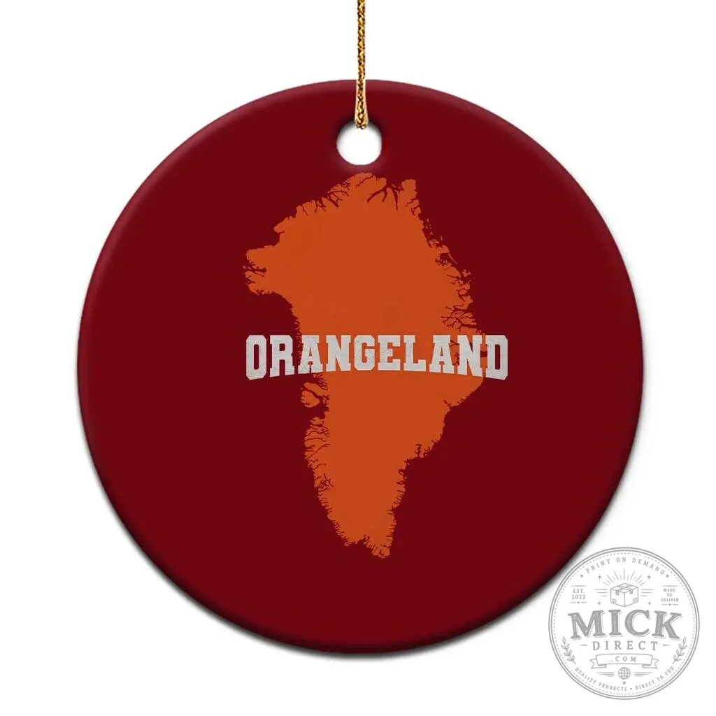 Orangeland Greenland Map Silhouette Funny Geographic Parody Ceramic Ornament