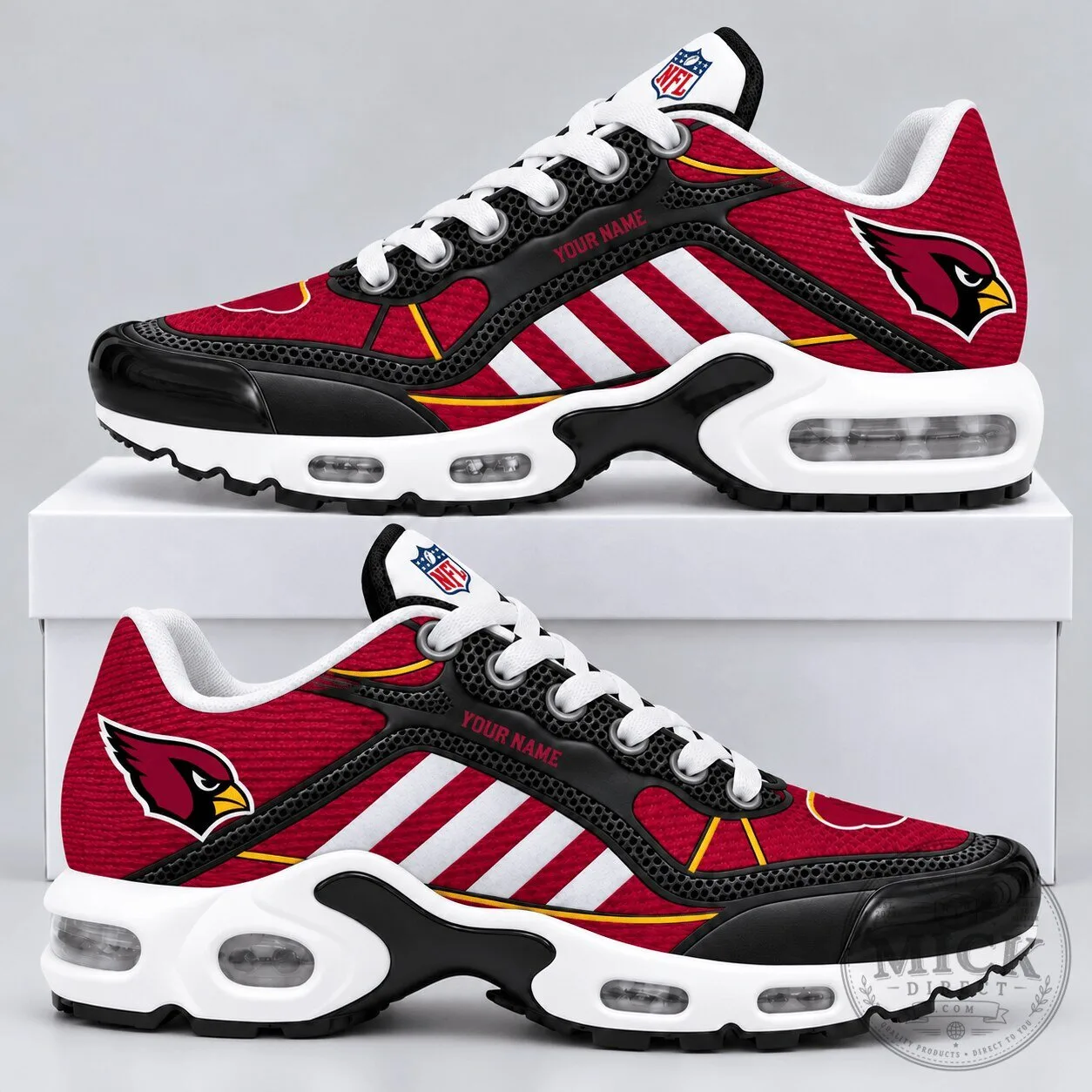 Arizona Cardinals NFL Personalized Diagonal Stripe Air Max Sneakers
