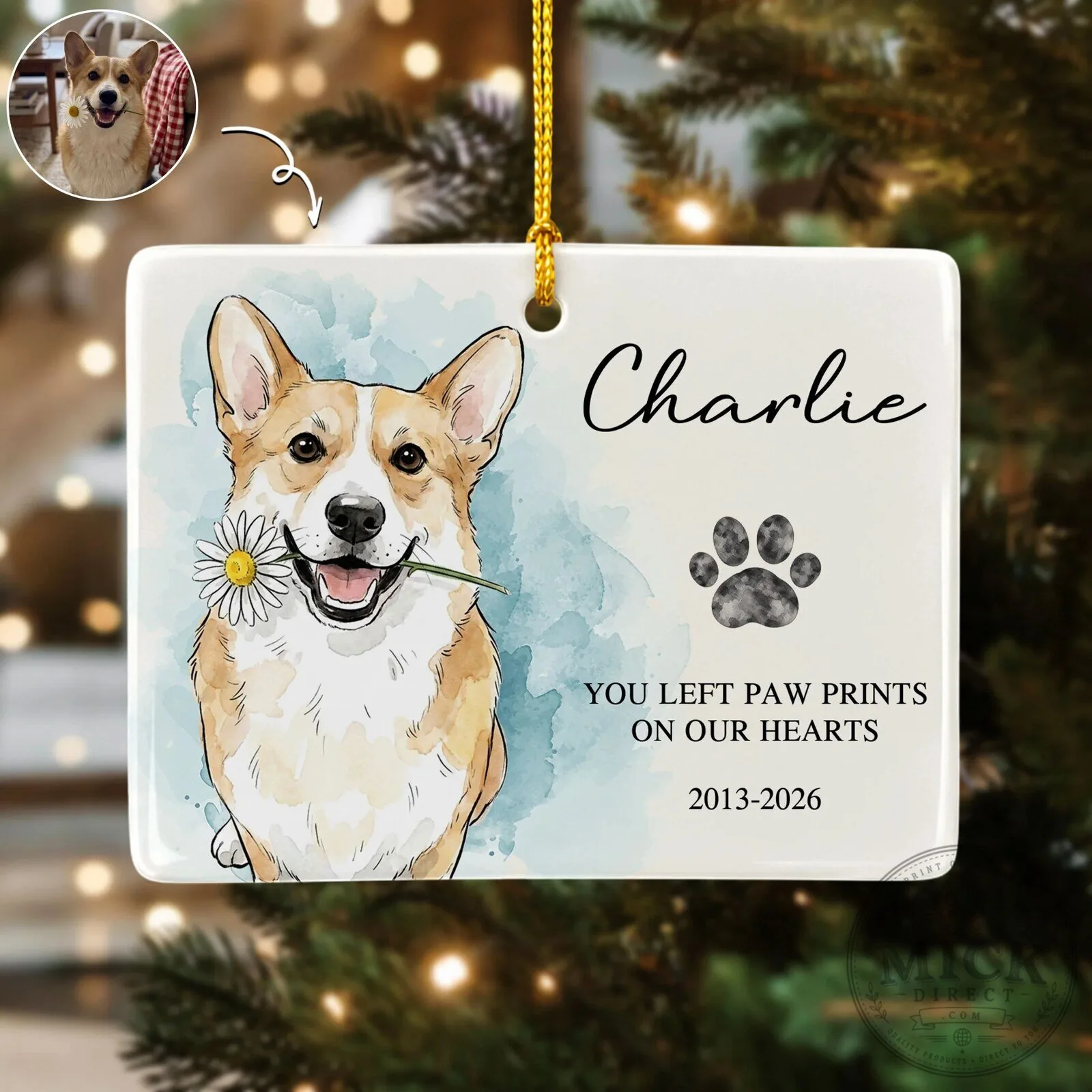 Personalized Pet Memorial Forever In Our Hearts Dog Photo Watercolor Art Ornament 10 Personalized Pet Memorial Forever In Our Hearts Dog Photo Watercolor Art Ornament