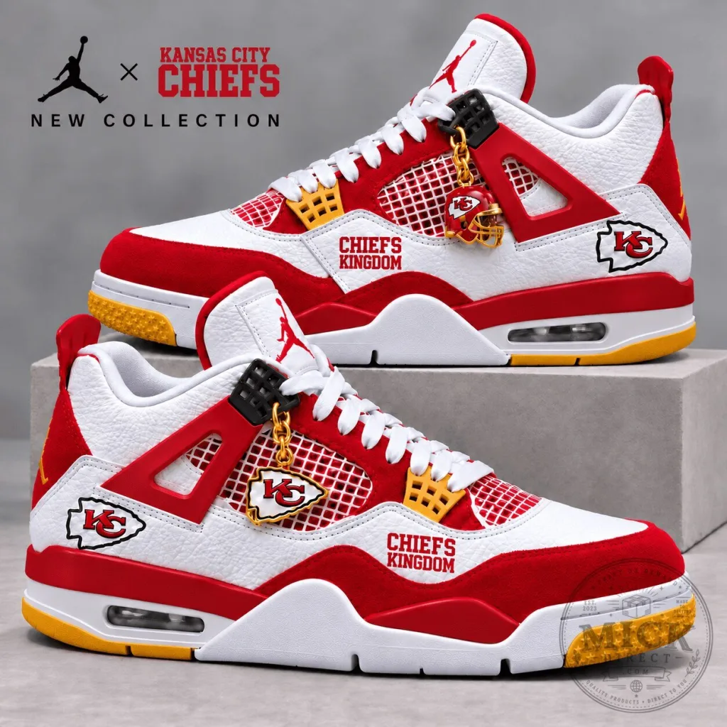 Kansas City Chiefs Kingdom Red and White Custom Design Shoes Kansas City Chiefs Kingdom Red and White Custom Design Shoes