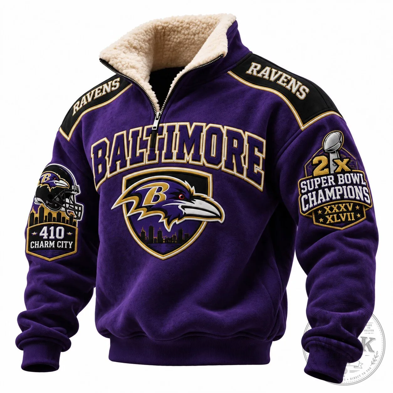 Baltimore Ravens Super Bowl Champions Quarter-Zip Mock-Neck Sweatshirt