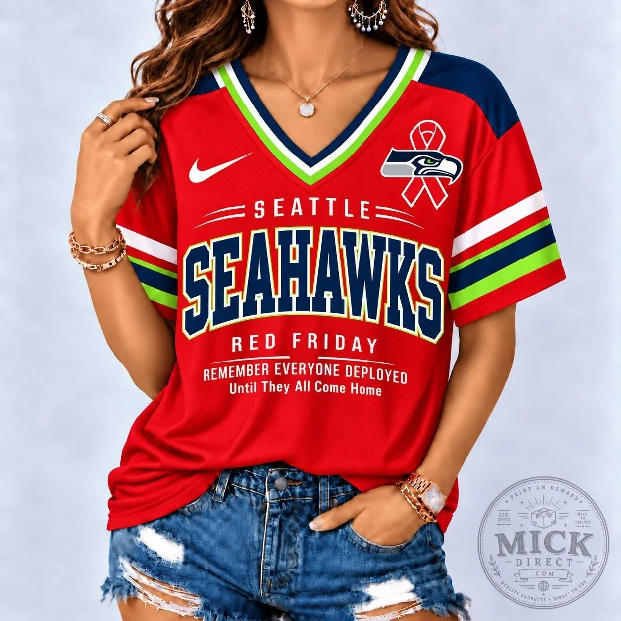 Red Friday Seattle Seahawks Remember Everyone Deployed NFL Football Jersey