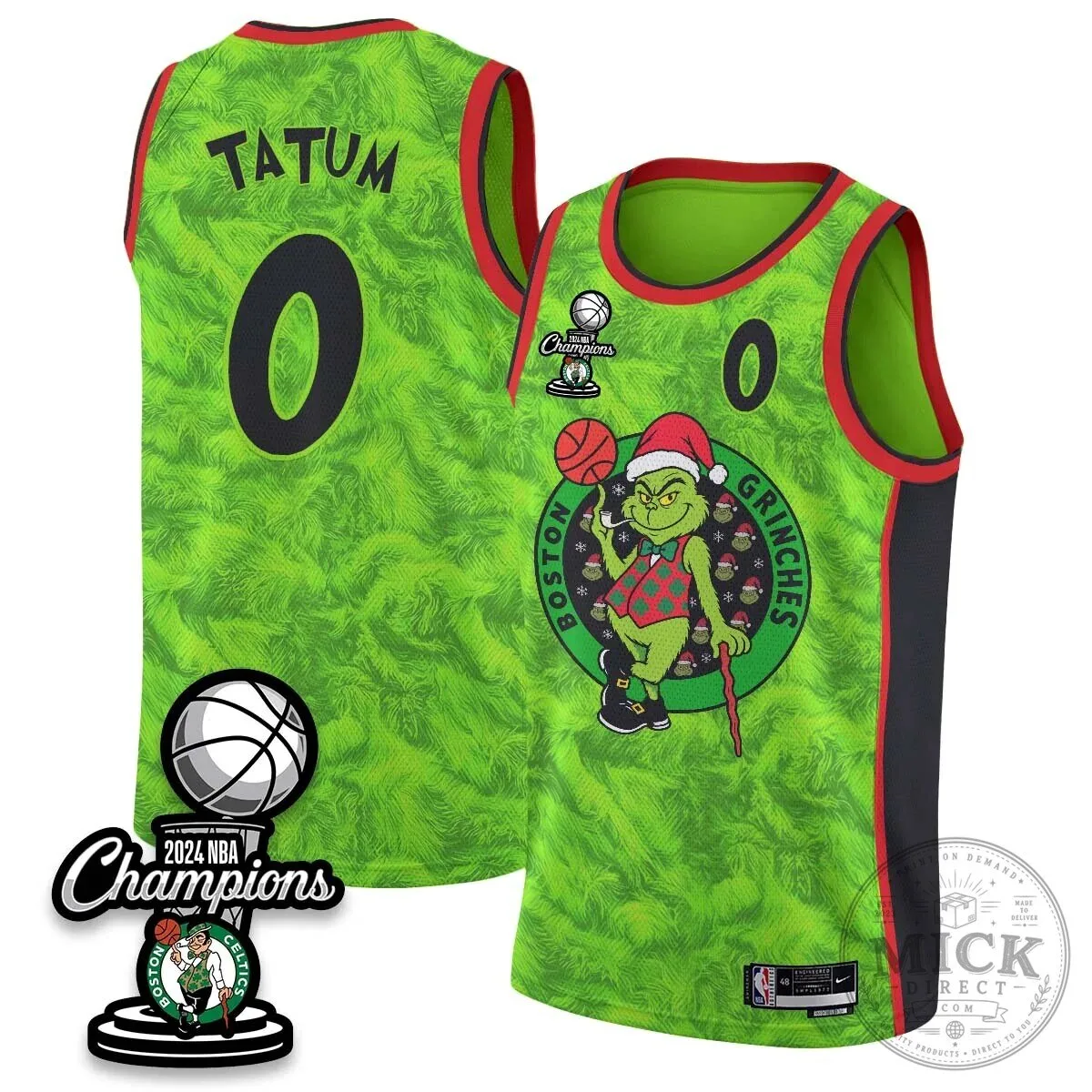 Boston Celtics Jayson Tatum The Grinch Christmas Game Night Basketball Jersey