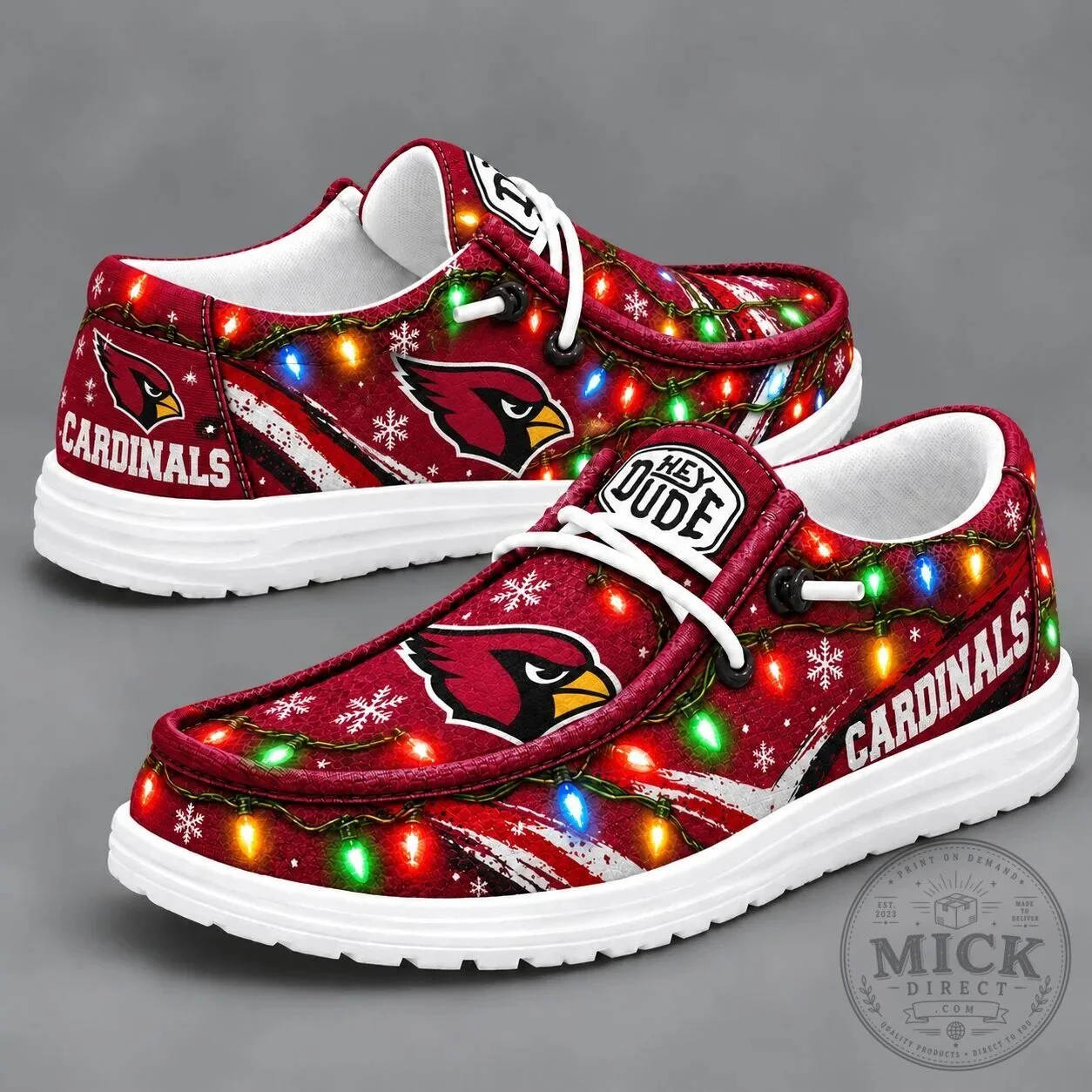 Arizona Cardinals Christmas Holiday Light Pattern Loafer Shoes