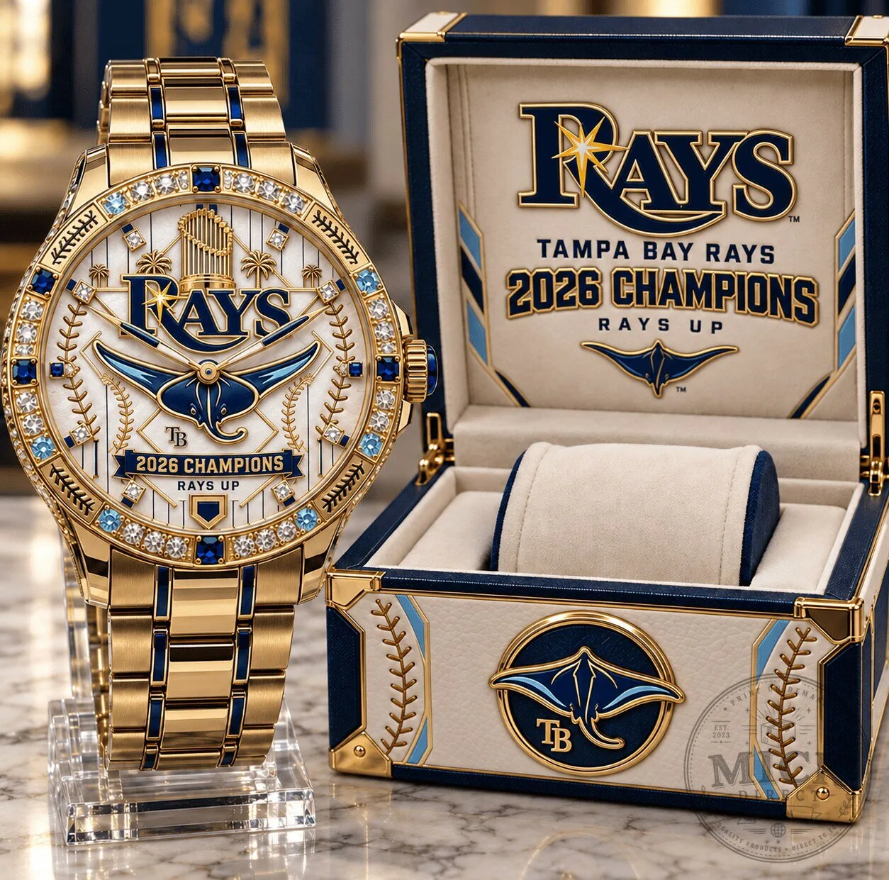 Tampa Bay Rays 2026 Champions Gold Tone Stainless Steel Watch