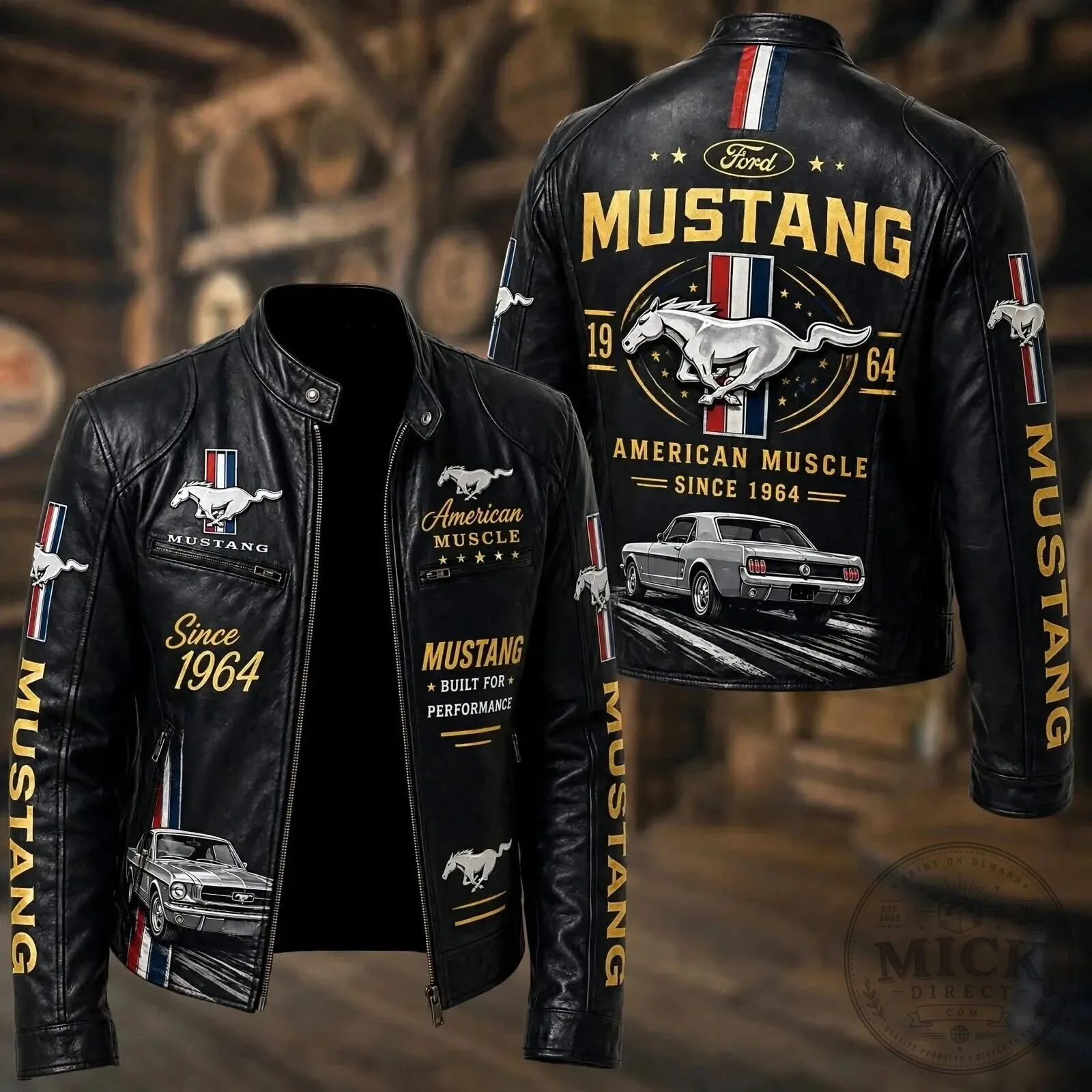 Ford Mustang American Muscle Since 1964 Black Leather Jacket 5 Ford Mustang American Muscle Since 1964 Black Leather Jacket