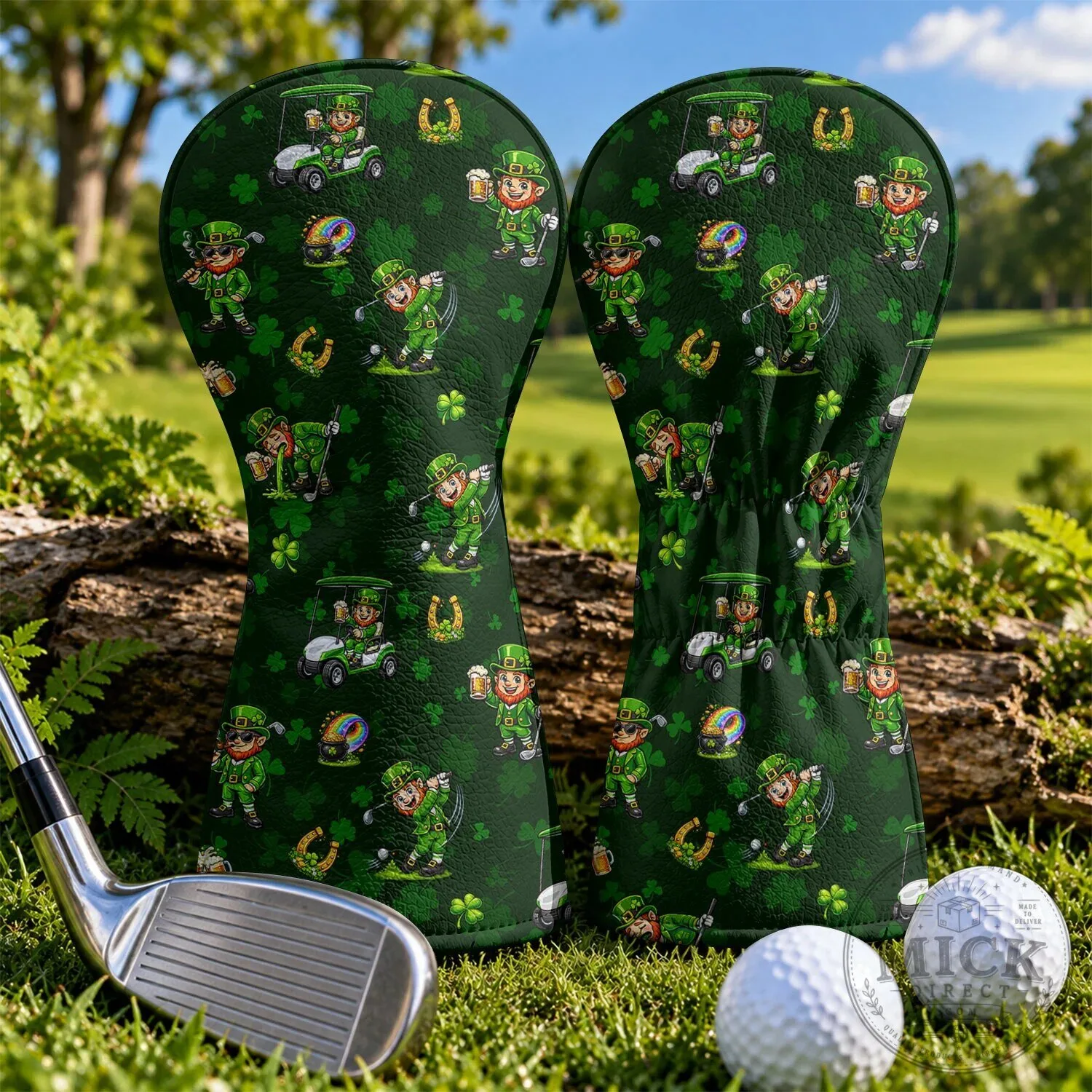 Saint Patrick's Day Leprechaun Golf Head Cover, Lucky Irish Golf Club Protector