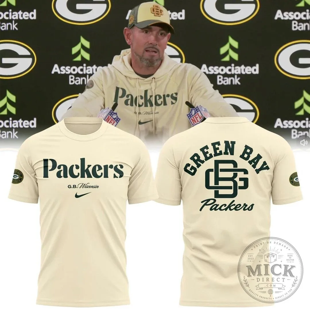 Cream Football Fan T-Shirt featuring Matt LaFleur and the Green Bay Packers