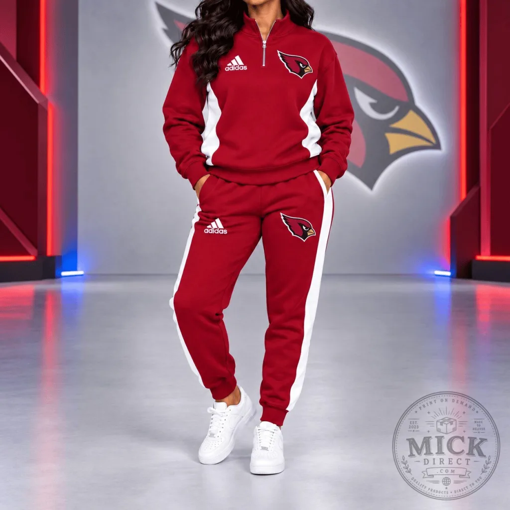 Arizona Cardinals Adidas Women's Red Quarter-Zip Sweatshirt and Jogger Pants Set Arizona Cardinals Adidas Women's Red Quarter-Zip Sweatshirt and Jogger Pants Set