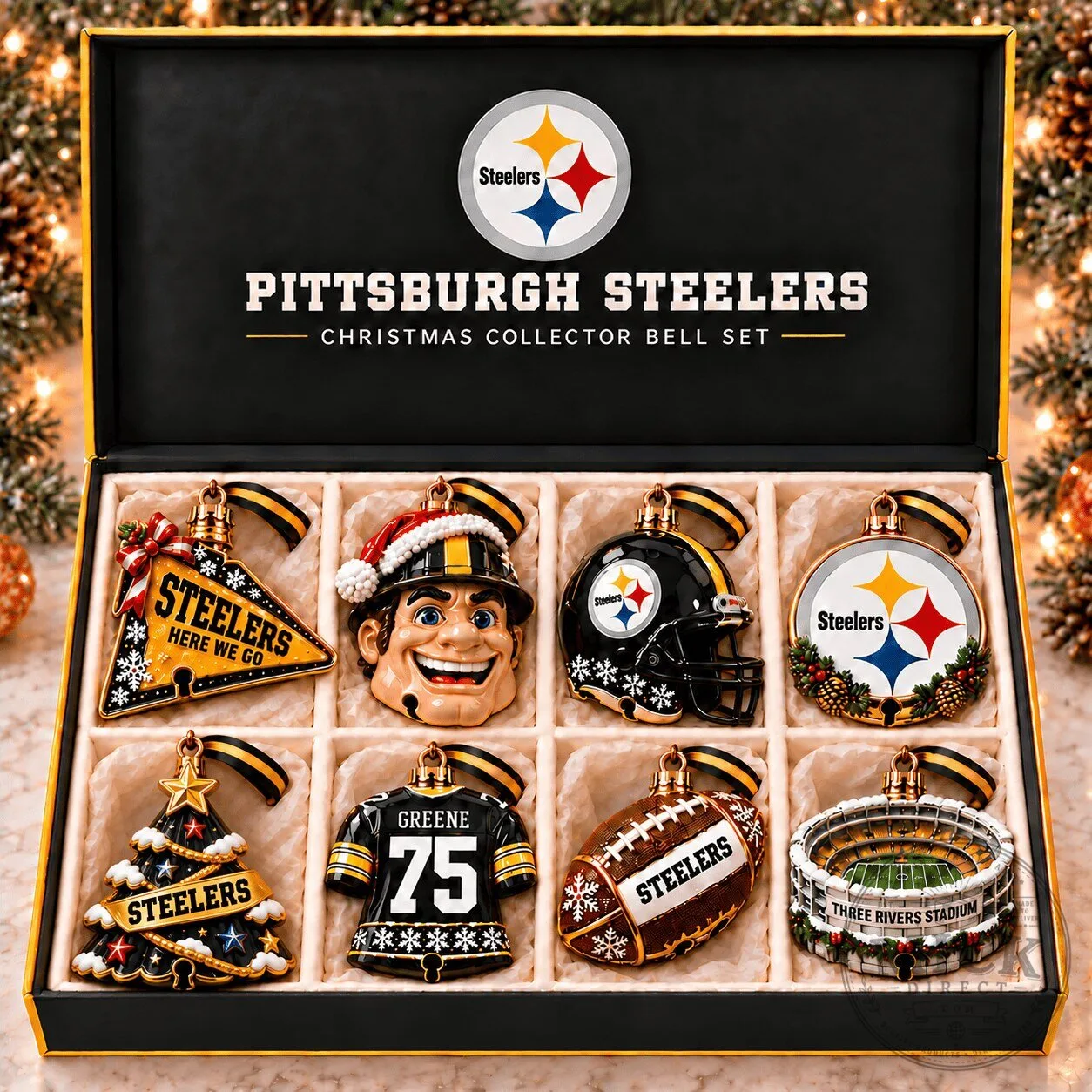 Pittsburgh Steelers NFL Christmas Collector Bell Set Holiday Tree Ornament