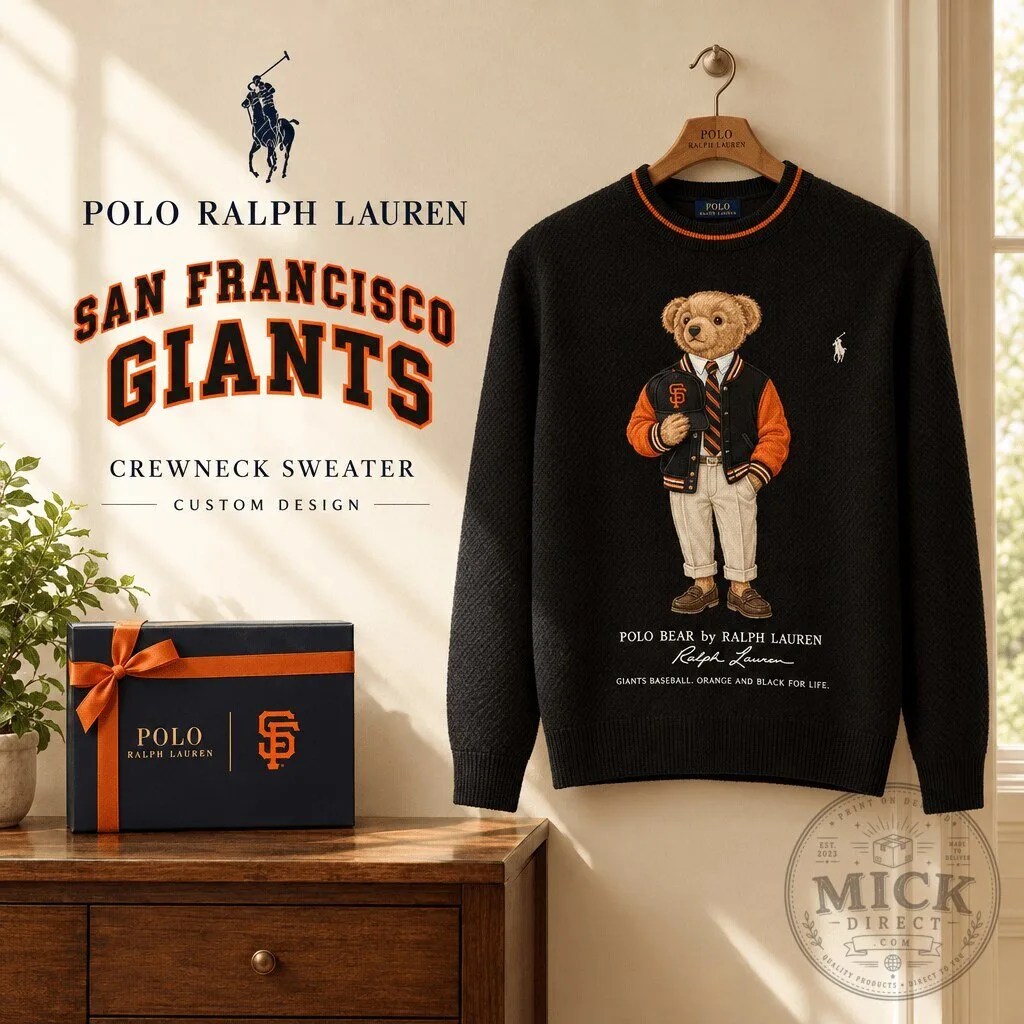 San Francisco Giants Polo Bear Ralph Lauren Black Crewneck Sweater