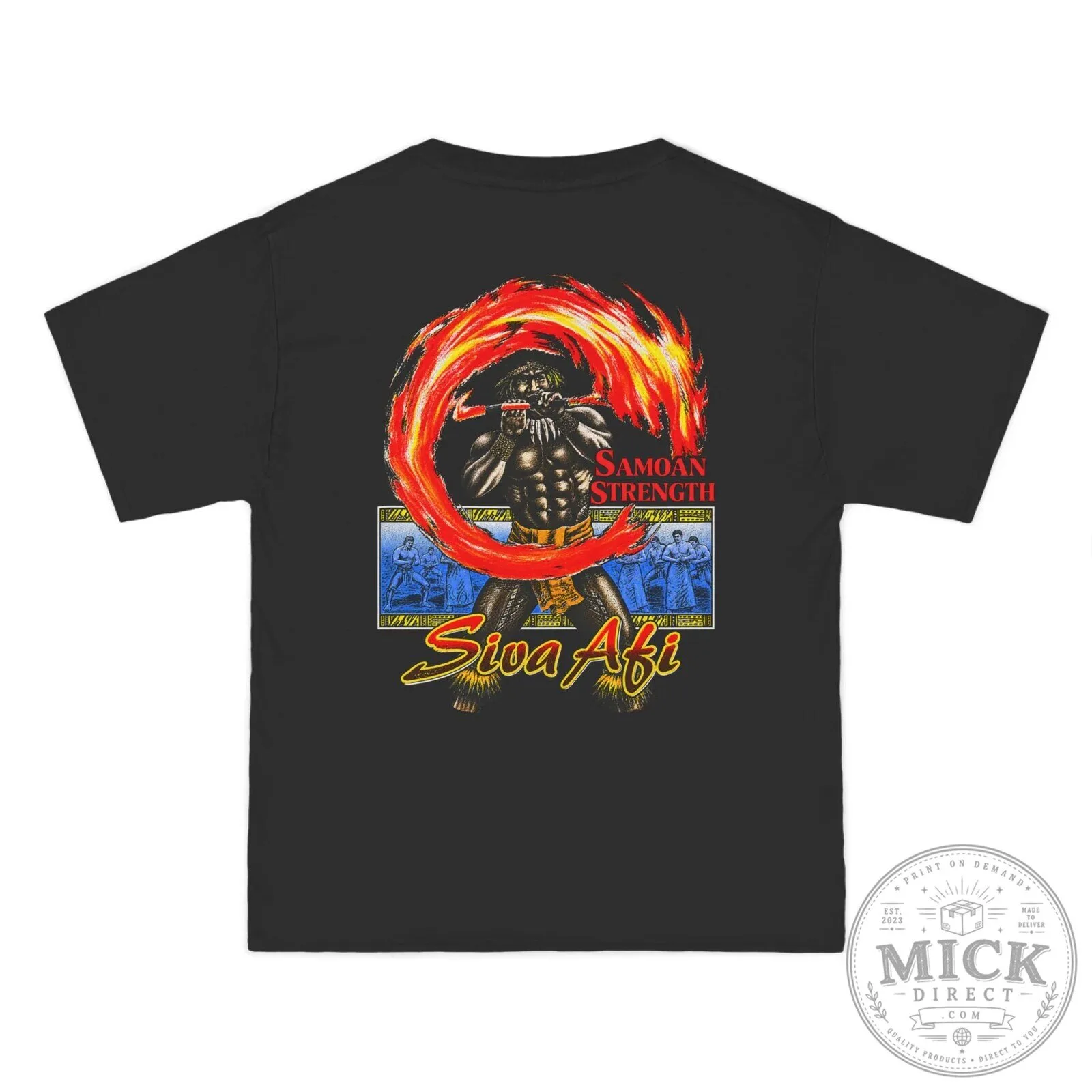 Samoan Strength Siva Afi Fire Knife Dance Black Graphic T-Shirt