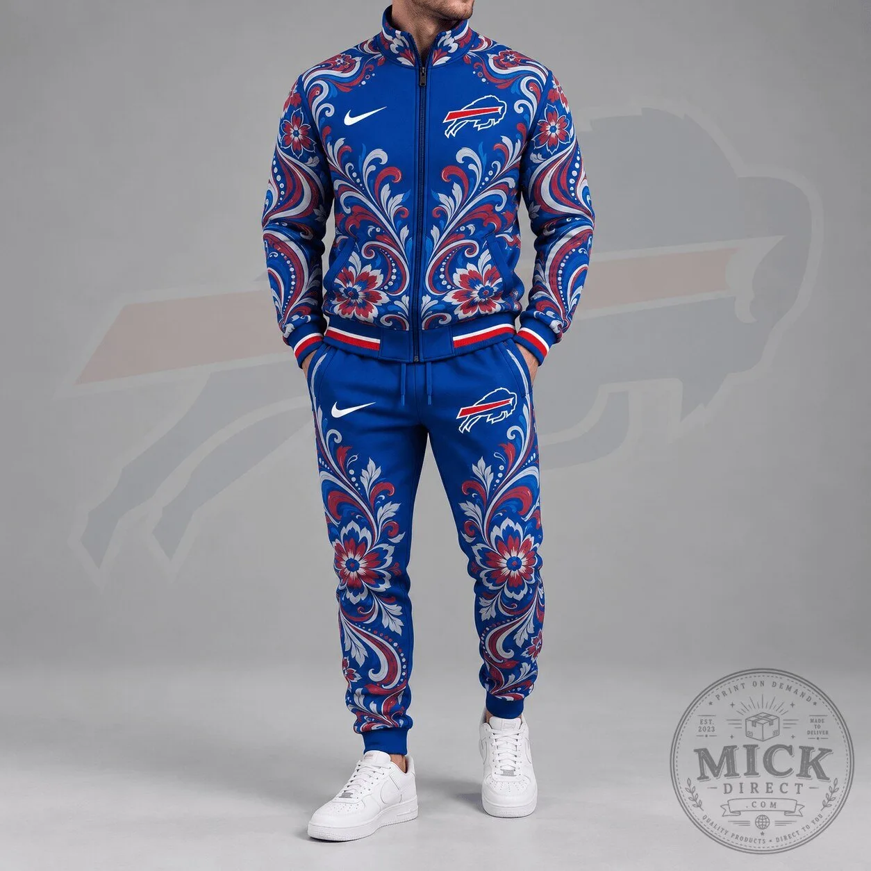 NFL Buffalo Bills Floral Paisley Full Zip Tracksuit Jacket Set