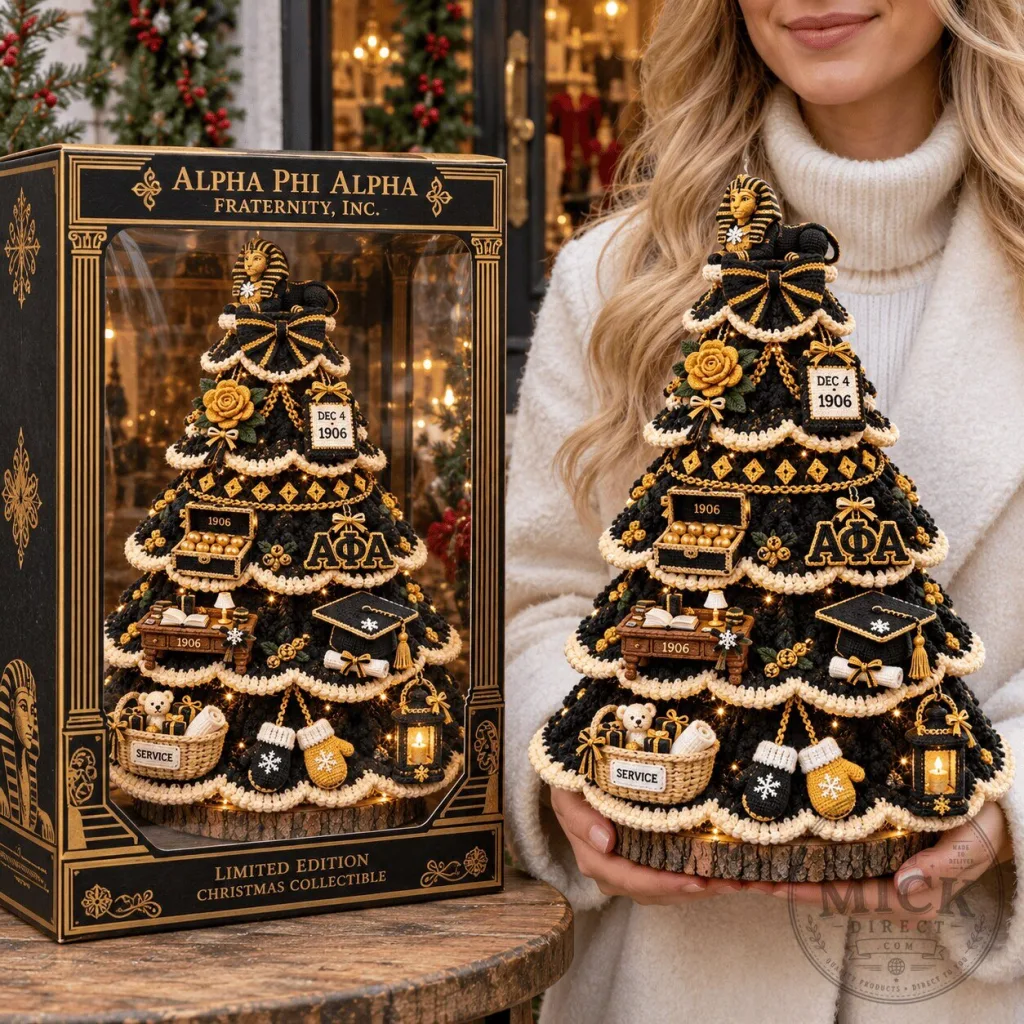 Alpha Phi Alpha Fraternity Black and Gold Decorative Christmas Tree Alpha Phi Alpha Fraternity Black and Gold Decorative Christmas Tree