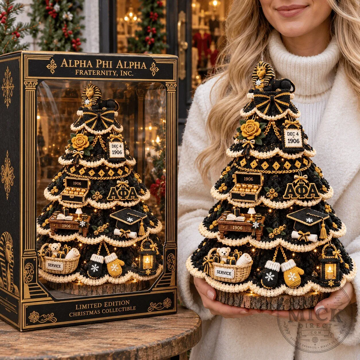 Alpha Phi Alpha Fraternity Black and Gold Decorative Christmas Tree 3 Alpha Phi Alpha Fraternity Black and Gold Decorative Christmas Tree