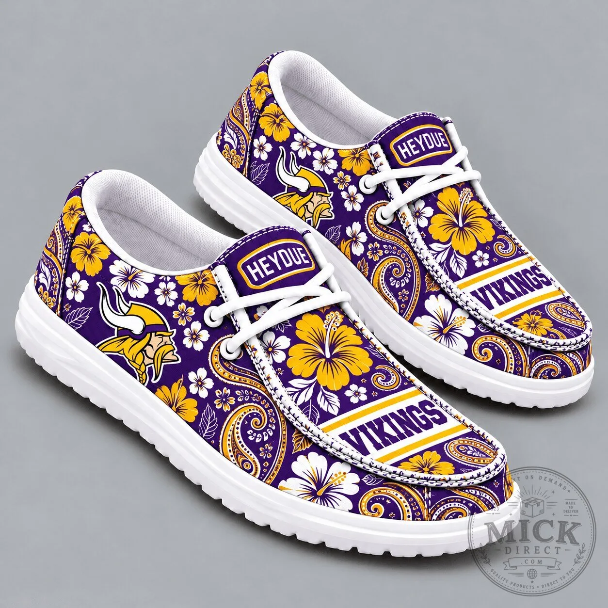 Minnesota Vikings Floral Paisley Pattern Hey Dude Style Shoes