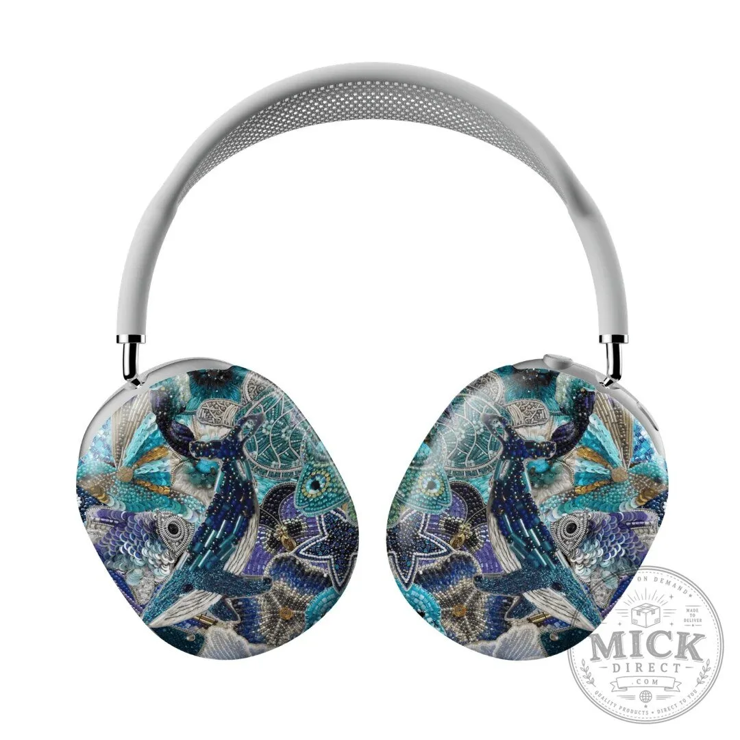 Blue Crush Ocean Pattern Hard Shell Case for Apple AirPods Max Headphones